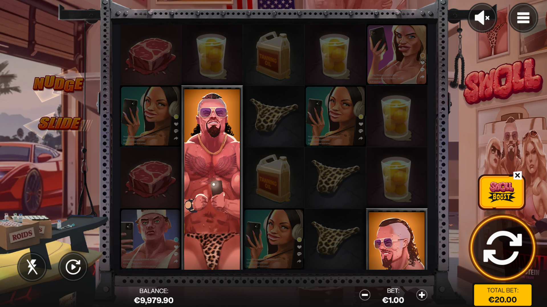 Swoll Symbols May Land on Any Reel, with Fully-Stacked Symbols Activating the Swoll Feature