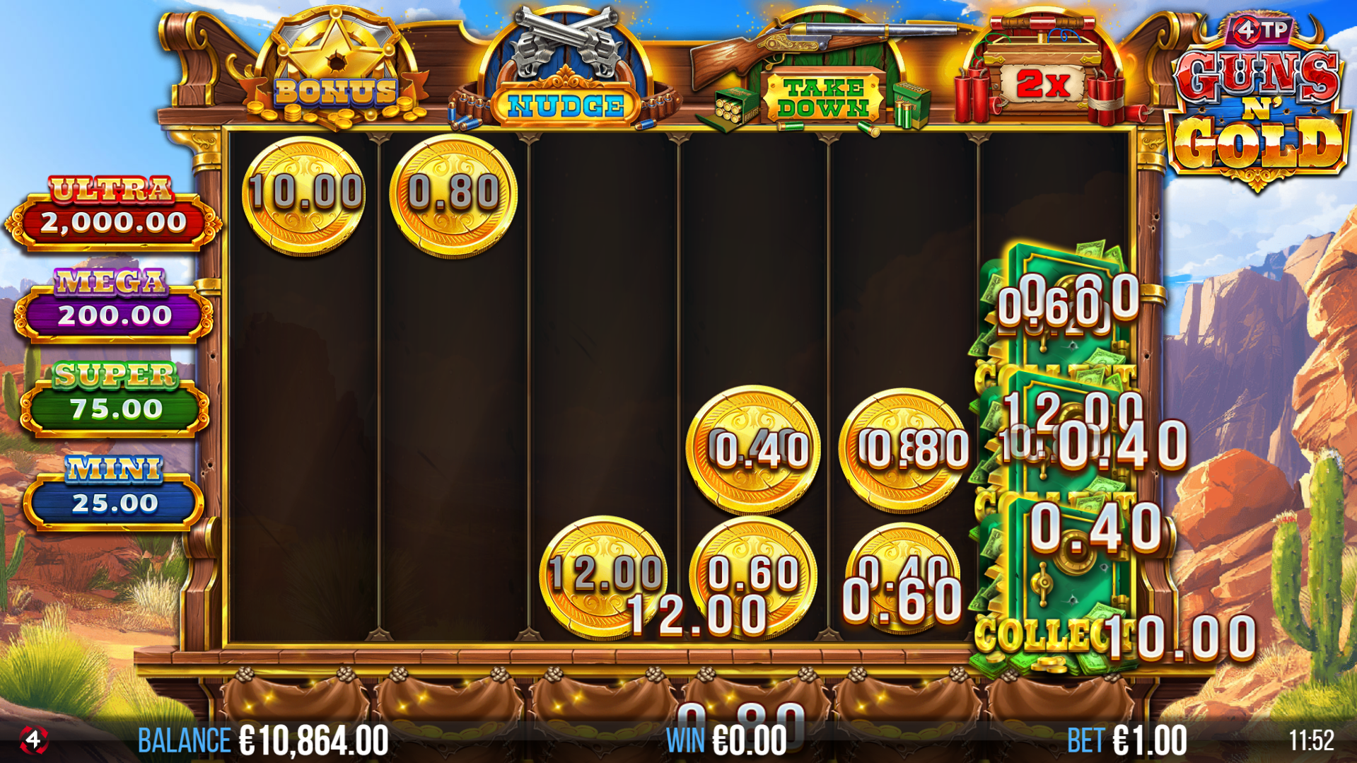 Land Fully-Stacked Coin Prizes on a Reel, or Land the Collect Scatter for Instant Prize Rewards