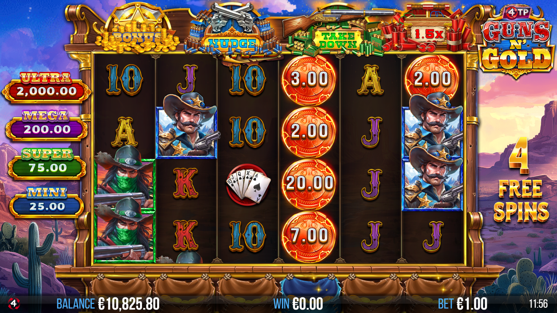 4TP Guns N' Gold Free Spins Play