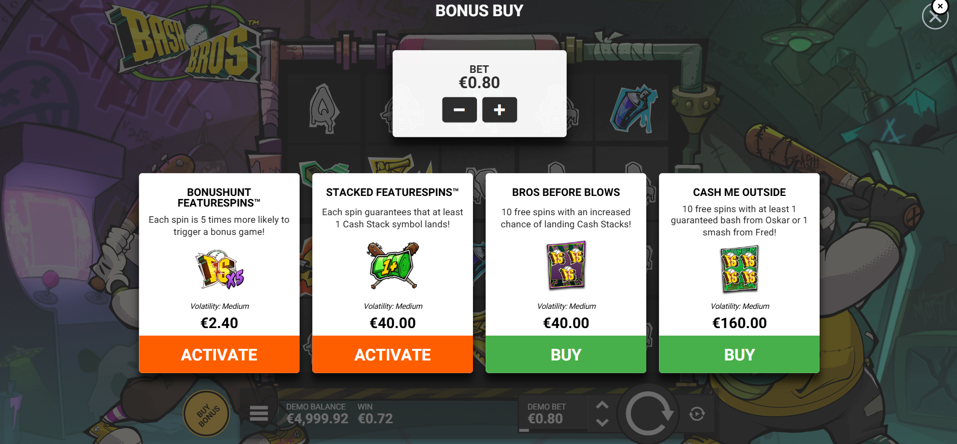 Bash Bros Featurespins & Bonus Buy Options