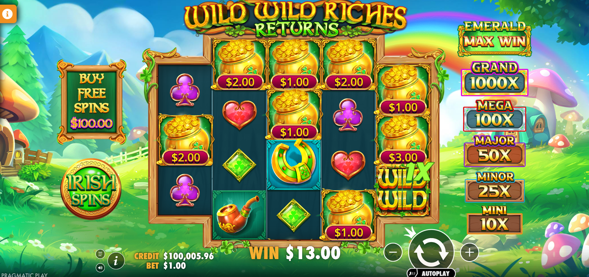 Collecting Money symbols Requires 1-2 Double Wilds to Land on Reels 1 or 5 