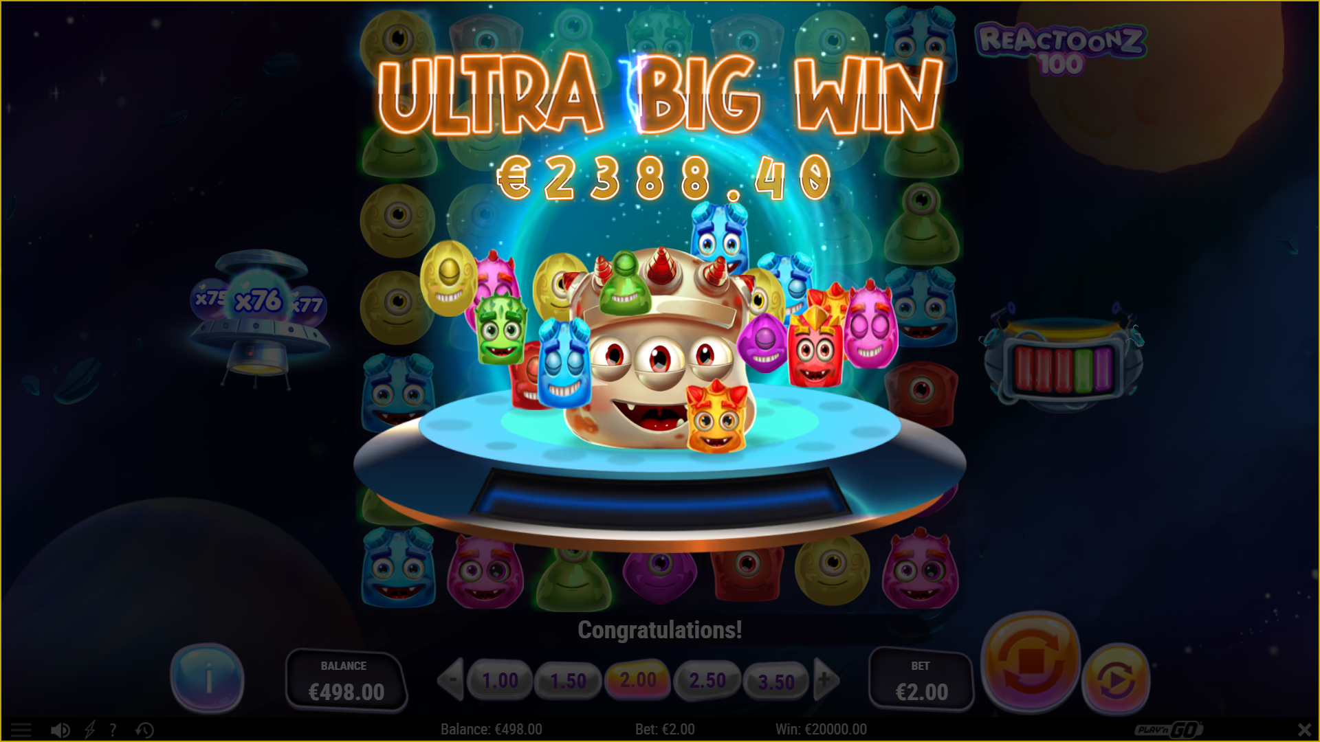 Reactoonz 100 Boasts a Max Win Potential of 10,000x Bet