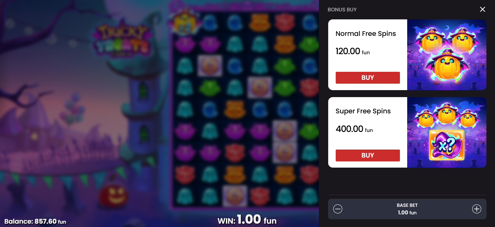 Tricky Treats Push Bet & Bonus Buy Options