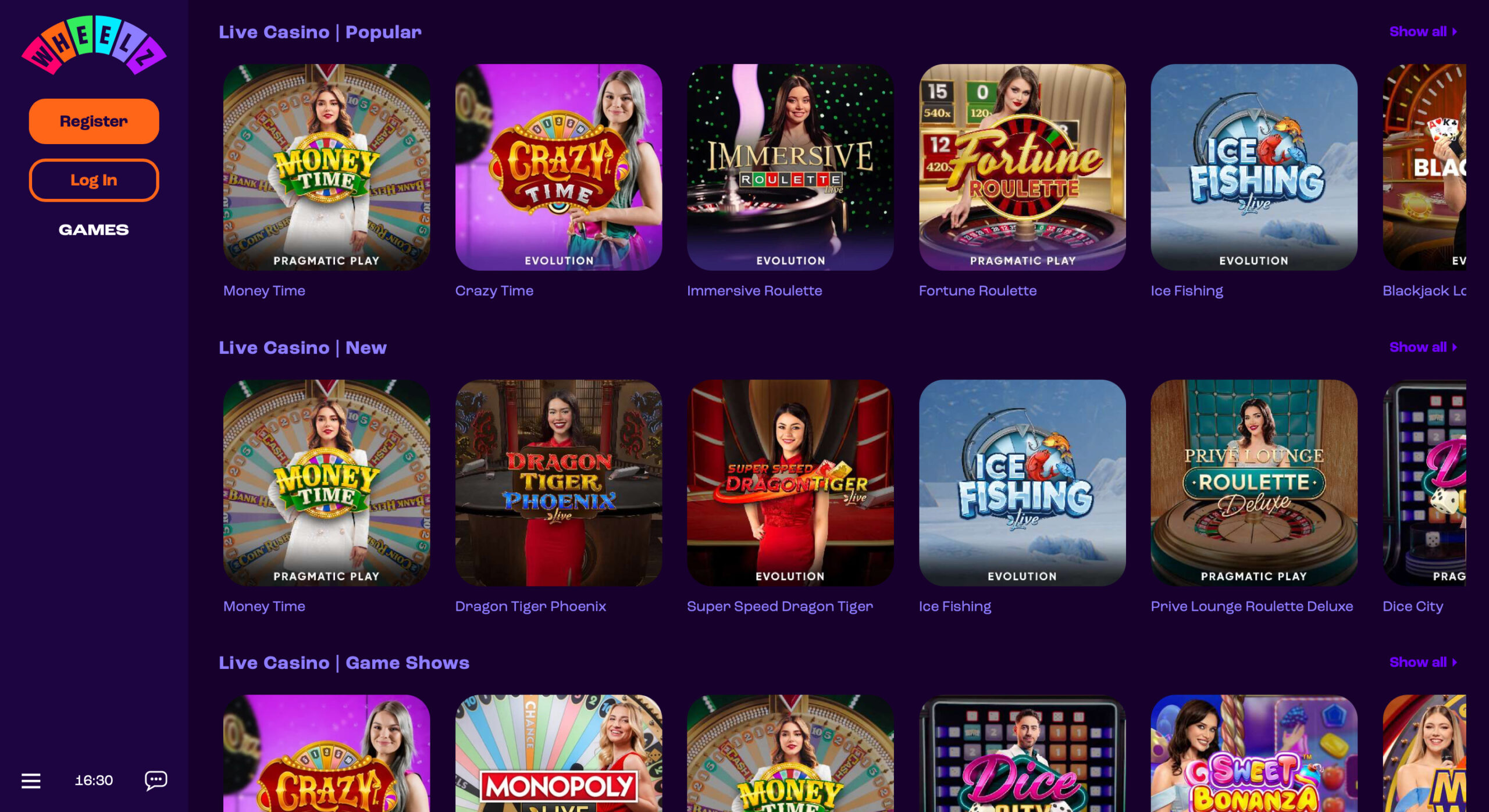 Wheelz Live Casino