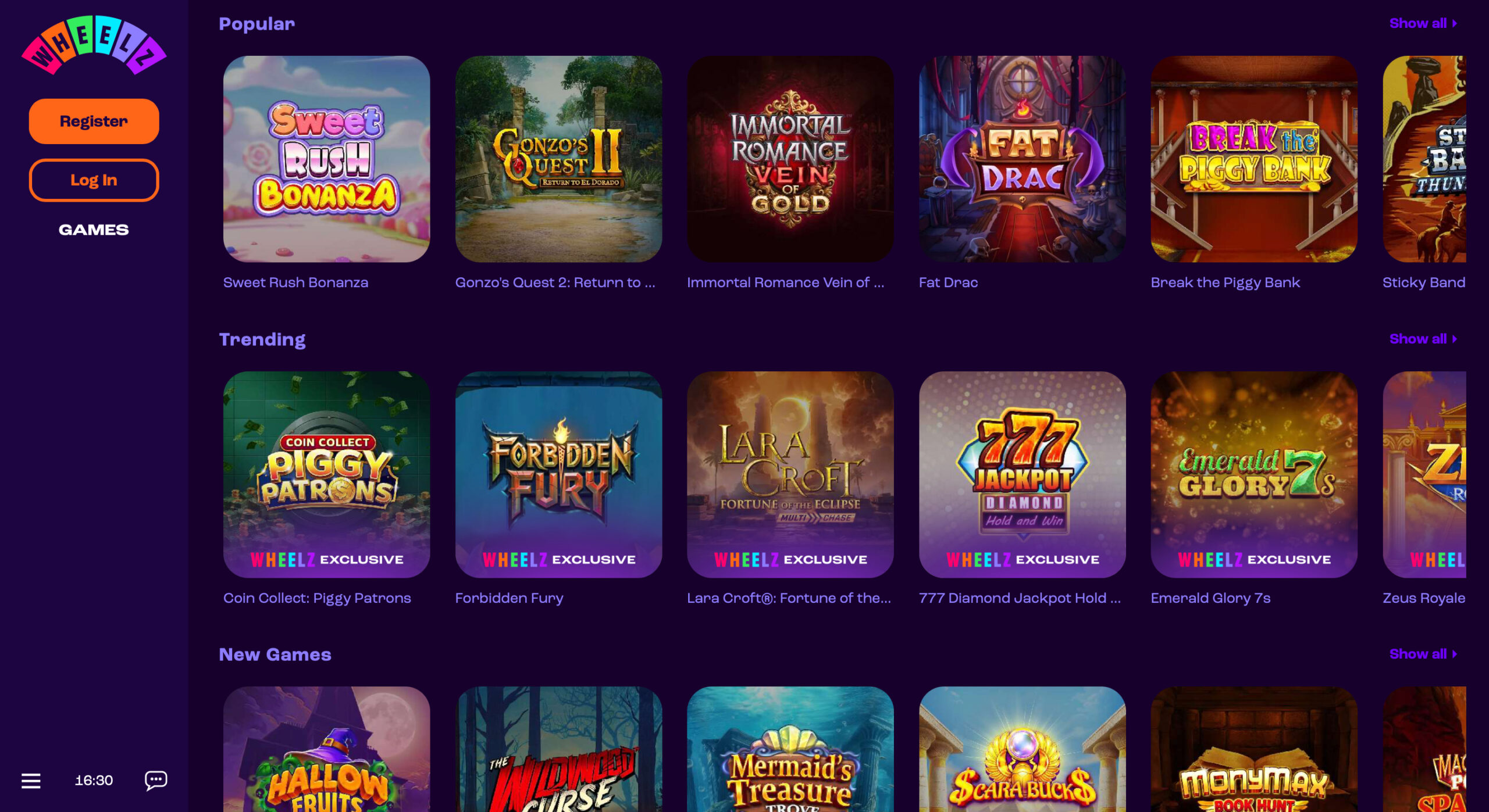 Wheelz Slot Selection