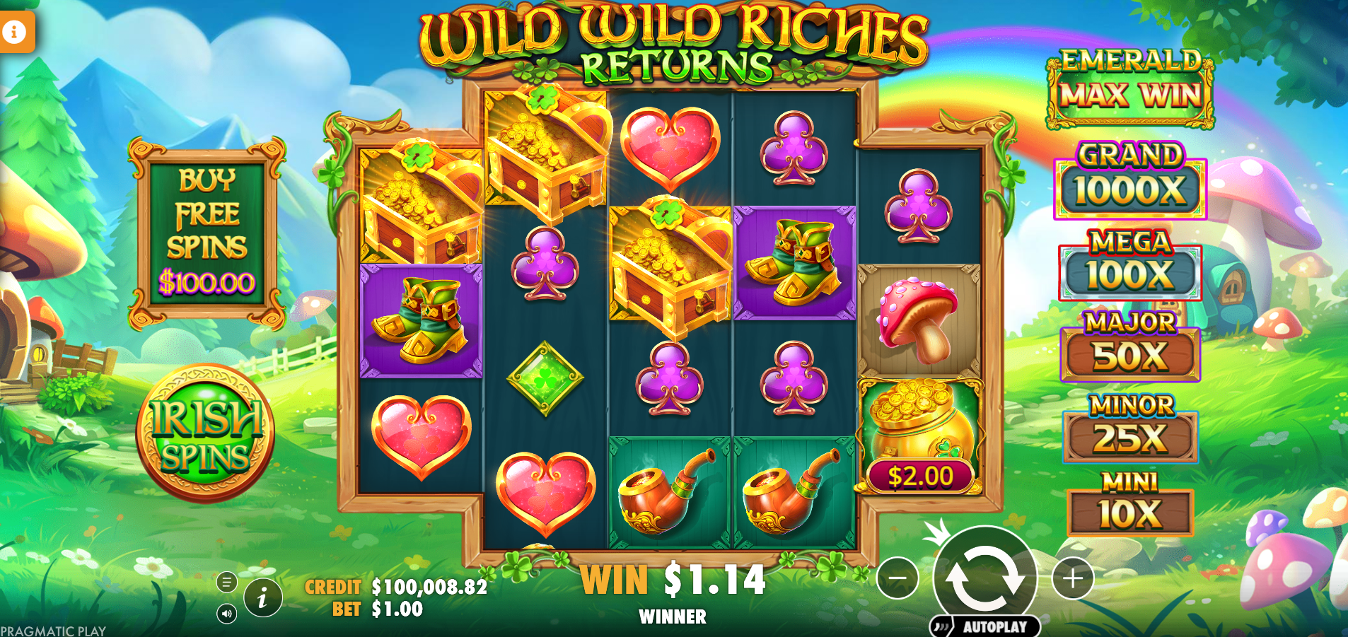 Winning Combinations are Applied When 3-5 Symbols Land on Reels 1-5