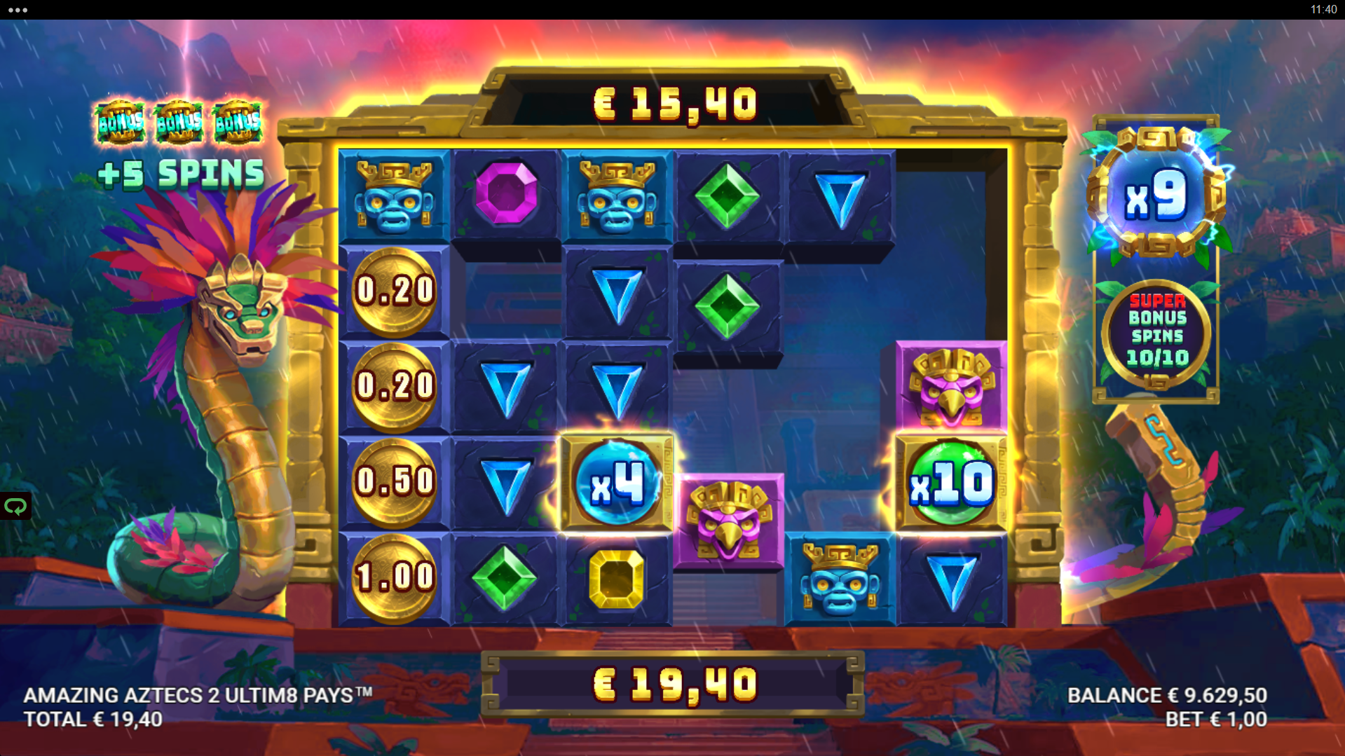 Trigger the Super Free Spins Bonus Game to Find Only Thunder Multiplier Symbols Active