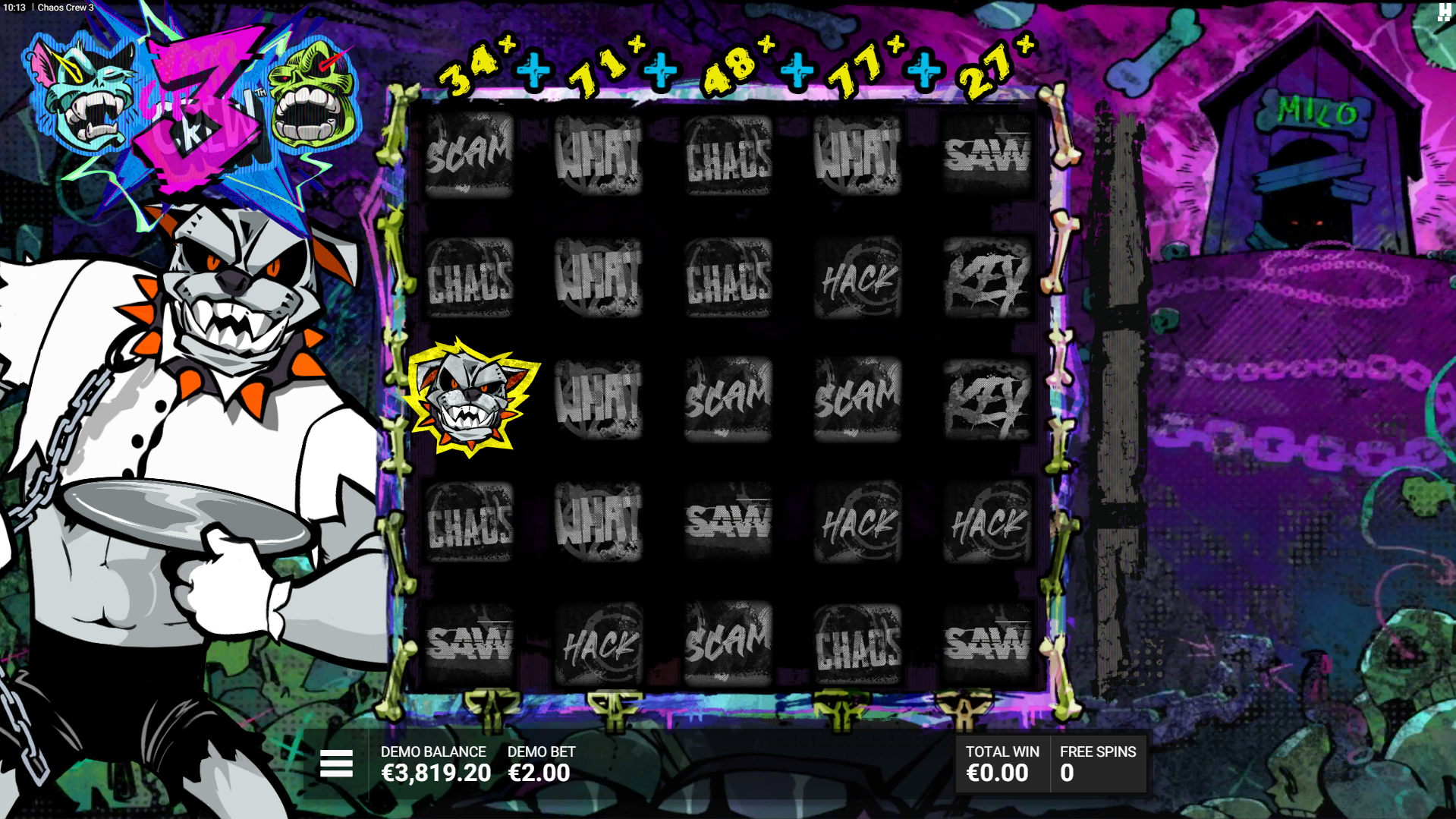 During Free Spins, Glitch Dog Symbols Roam Around the Grid In Between Spins, Transforming Into a Random Crazy Multiplier Symbol to Increase Reel Multipliers