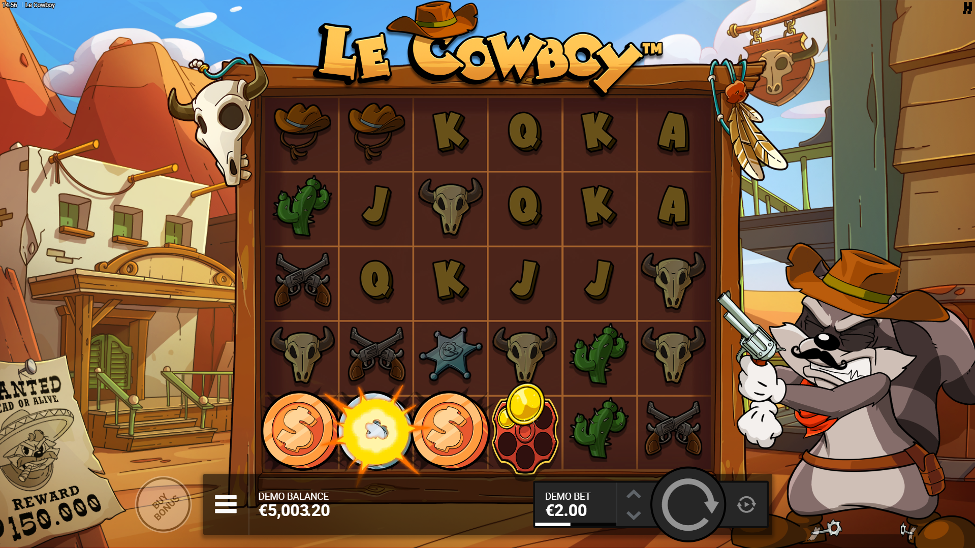 Each Cluster Formed With a Wild Symbol Activates a Revolver Reveal Symbol with up to 6 Shots