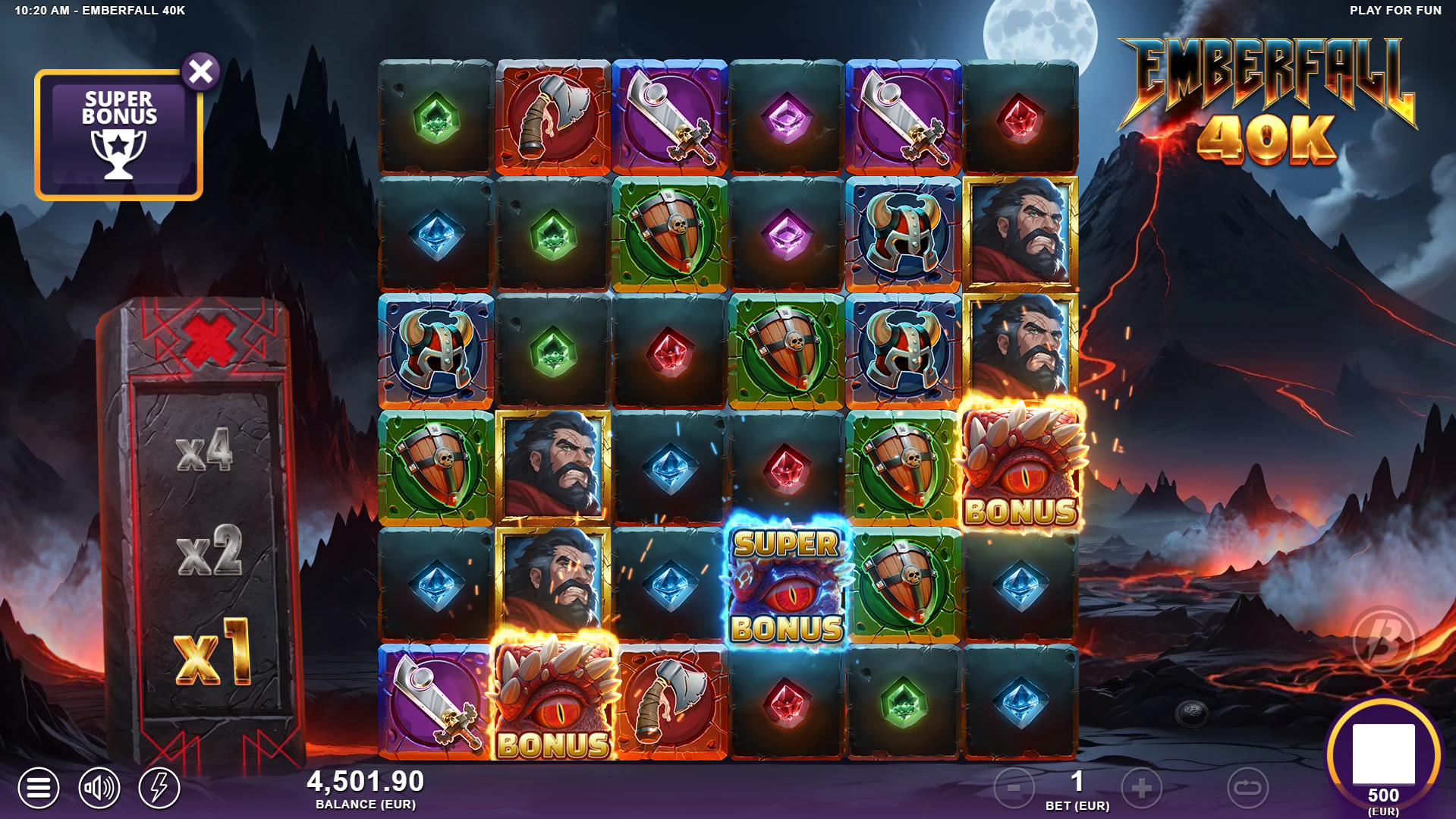 Trigger the Free Spins or Super Free Spins Bonus Rounds by Landing 3 Scatter Symbols