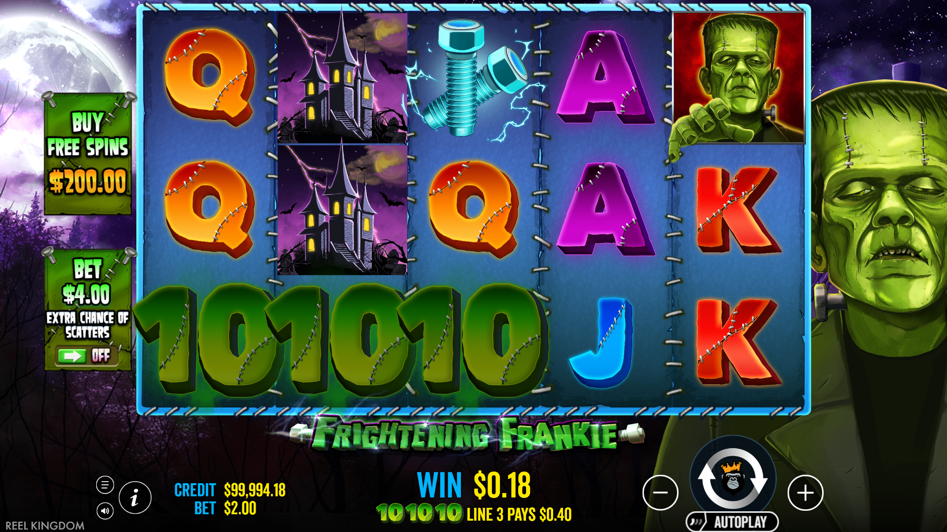 Frightening Frankie Offers Players 20 Fixed Paylines