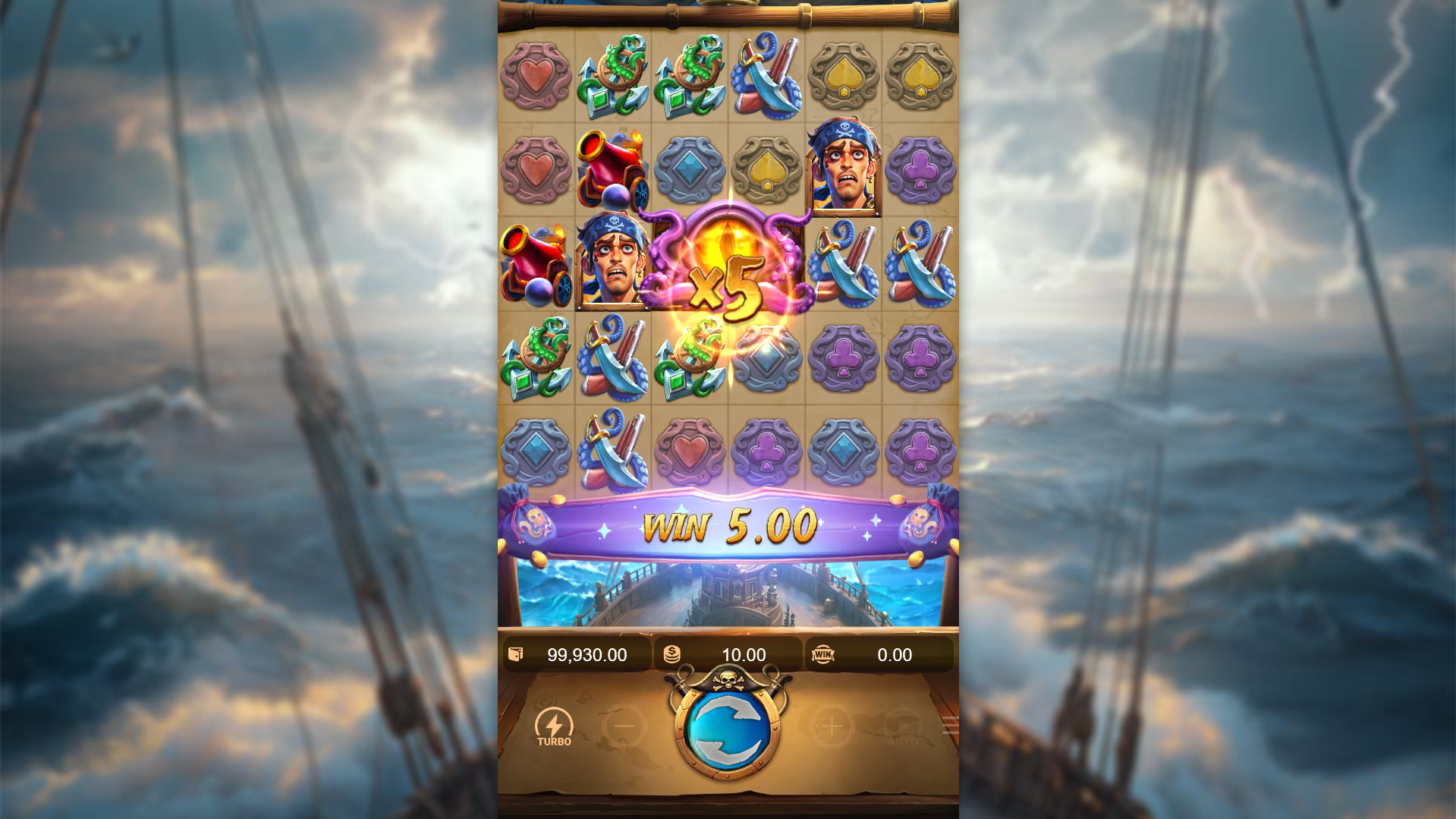 During Base Game Play, Form 3 or More Winning Cascades to Activate a x5 Win Multiplier