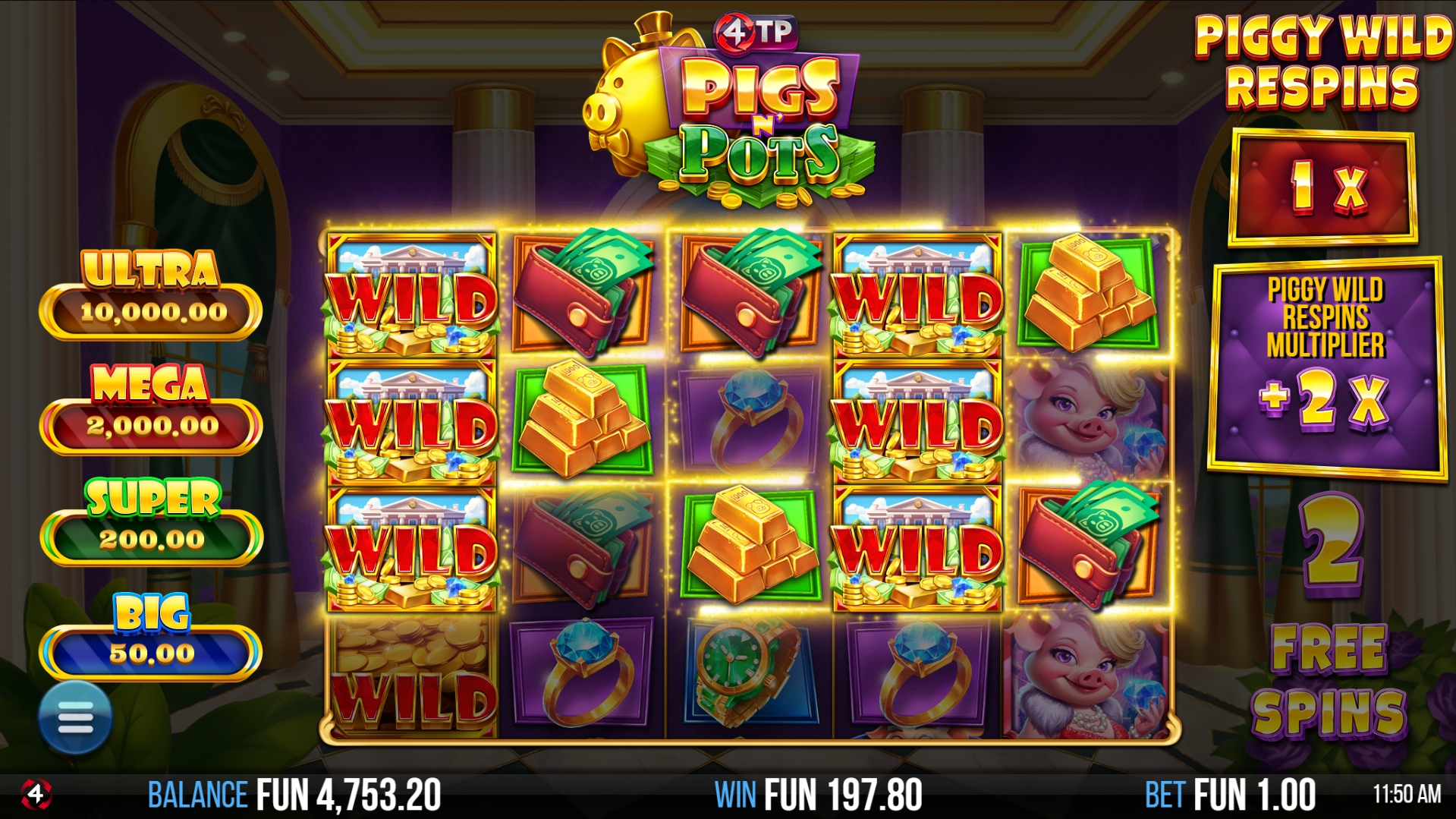 4TP Pigs n' Pots Free Spins Bonus Play