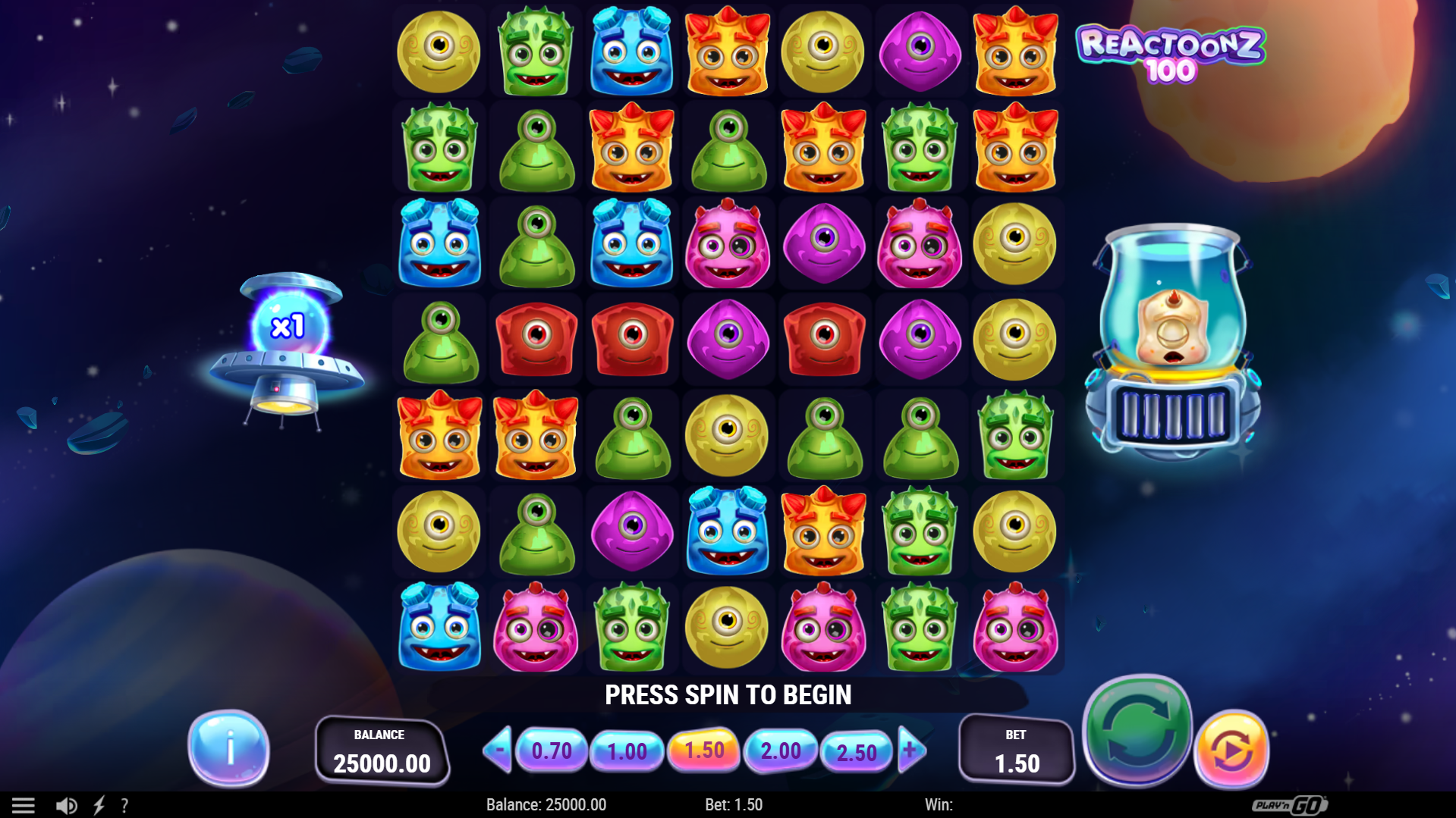 Reactoonz 100 Base Game Play