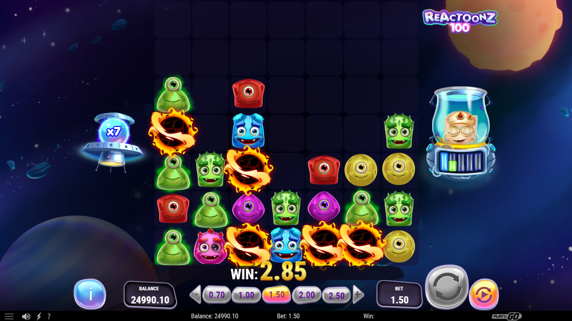 Each Level of the Quantum Charger Activates a Random Quantum Feature, Including Implosion, Which Adds Wilds and Destroys Adjacent Symbols