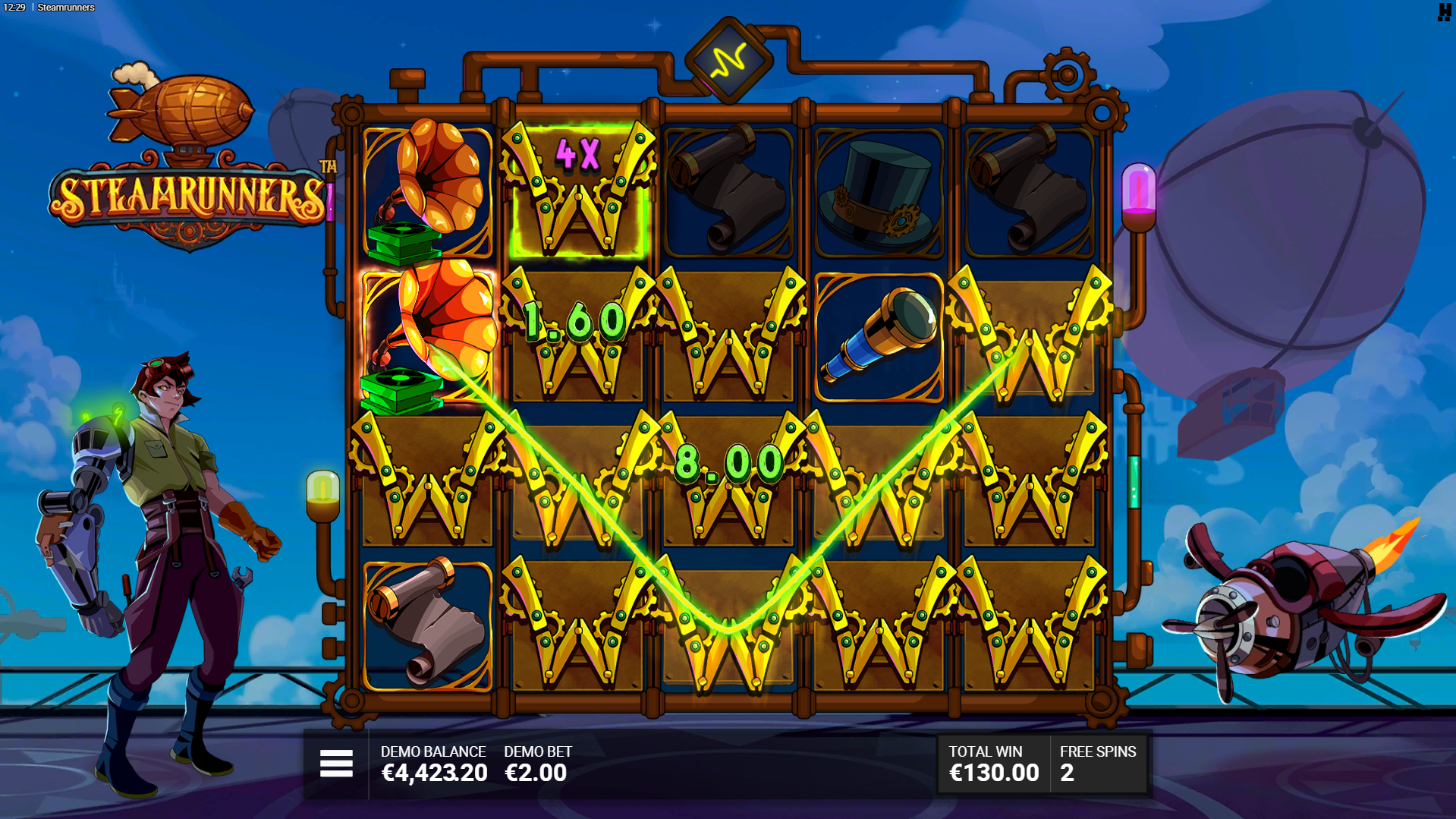 During the Free Spins, Multiplying Wilds Become Sticky, Doubling Their Multiplier with Each Gas Canister that Affects Them