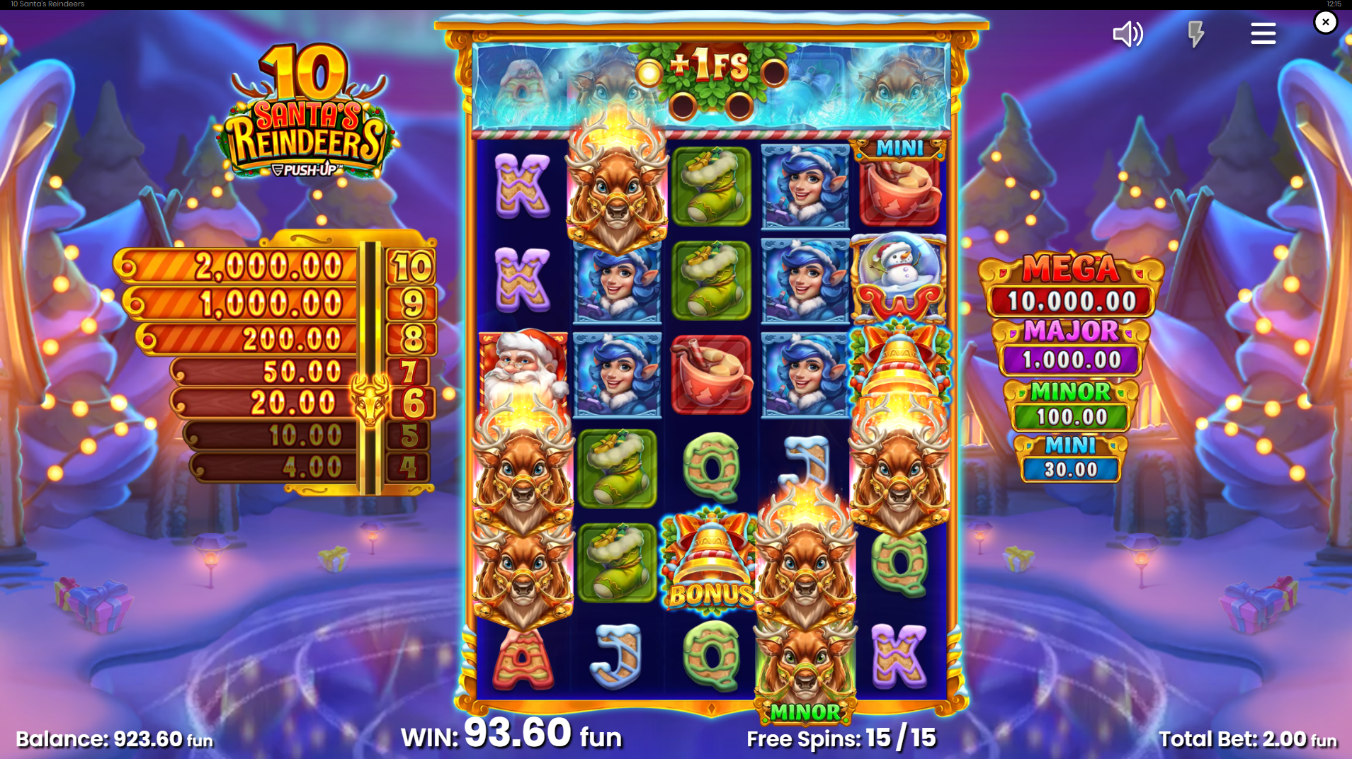 Unlock up to 4 Additional Rows, Allowing more Chances to Land Reindeer and Jackpot Reindeer Symbols