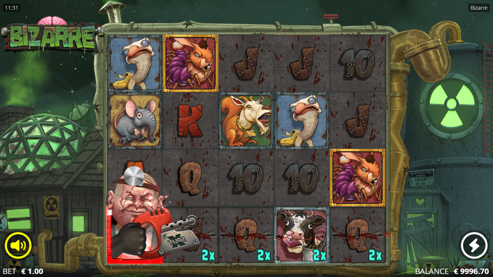 Land xSplit Symbols on Reels 1 and 5 to Split all Symbols into 2 Within the Respective Rows