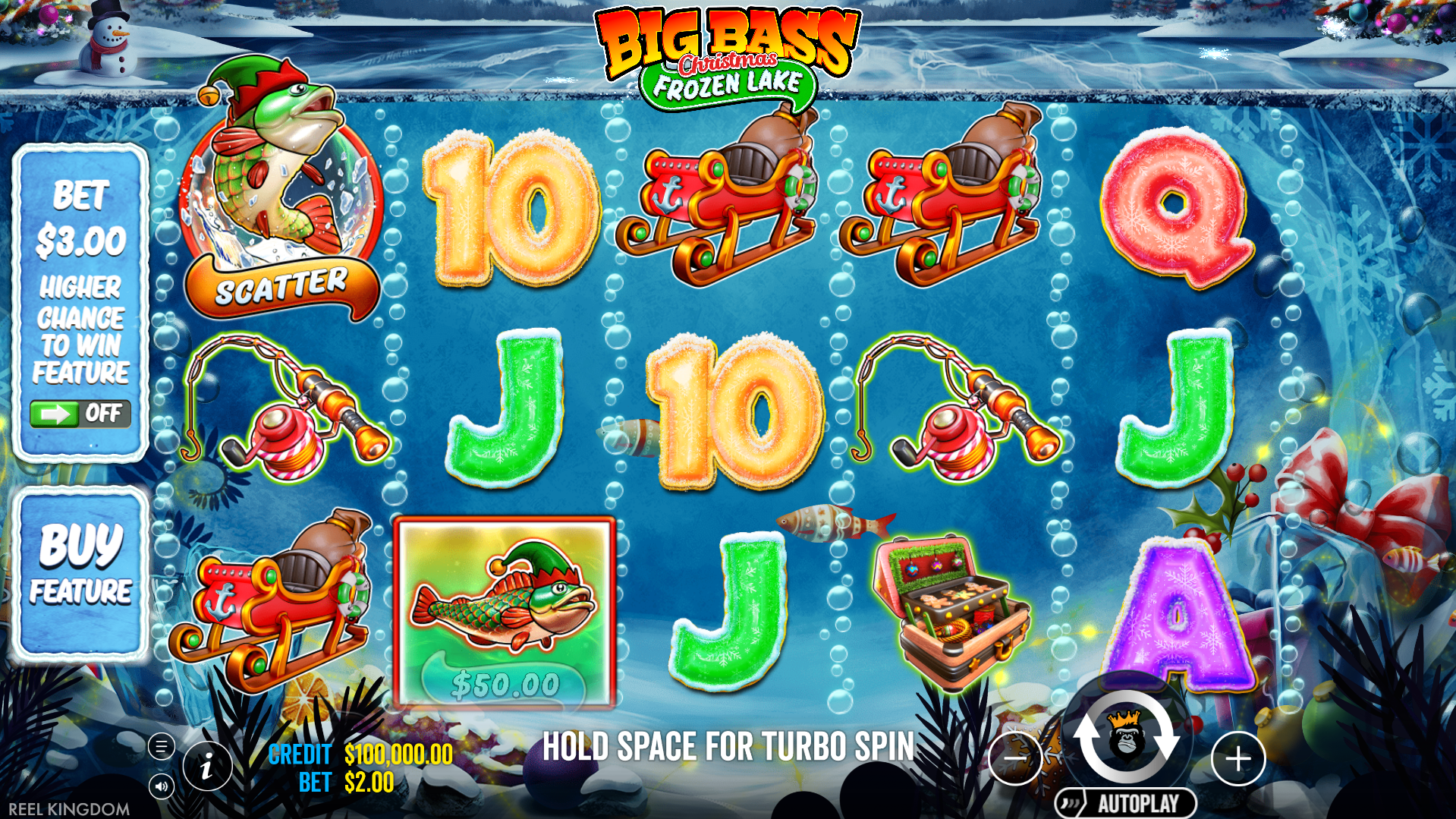 Big Bass Christmas Frozen Lake Base Game Play