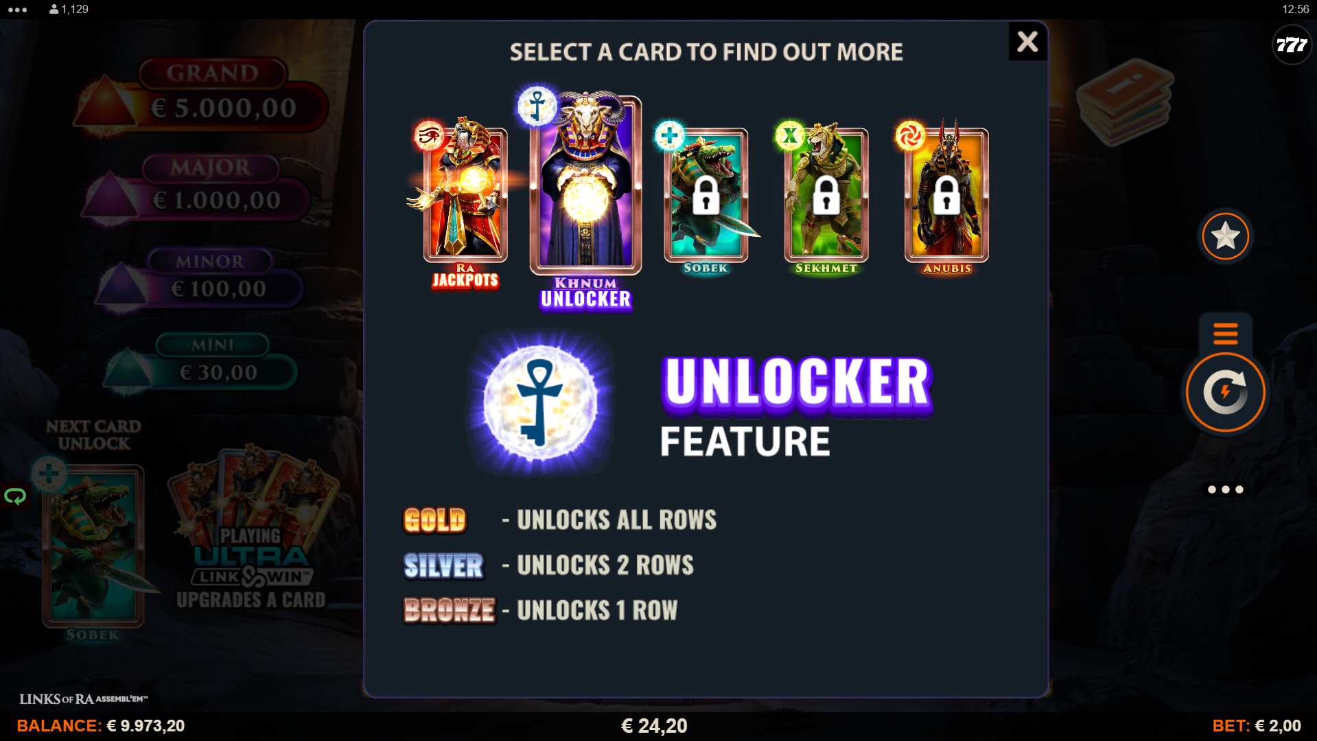 Unlock up to 5 Feature Cards Through Base Game Play, Each with an Individual Bonus Feature and Upgrade