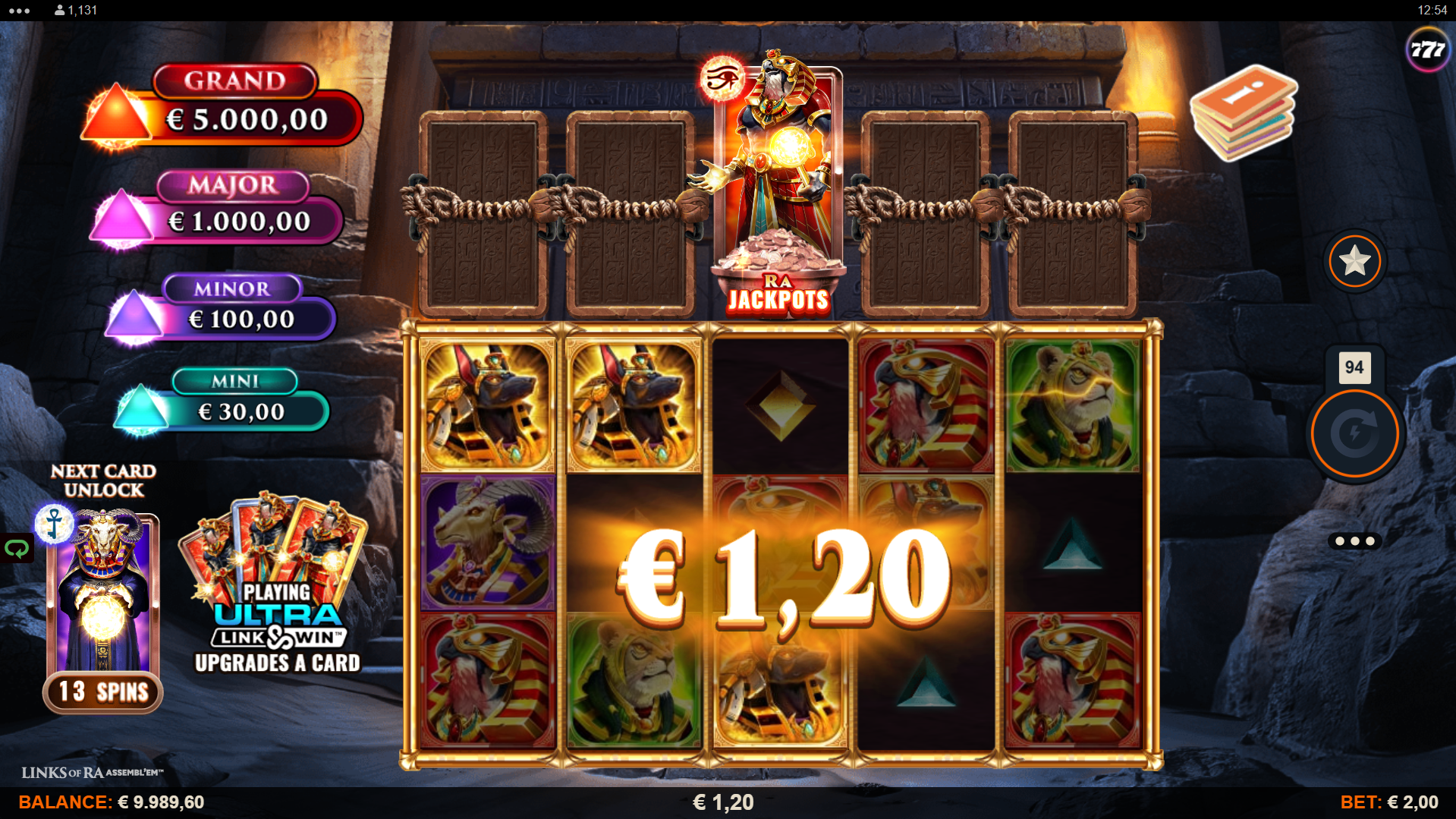 Links of Ra ASSEMBL'EM Offers Players 20 Fixed Paylines