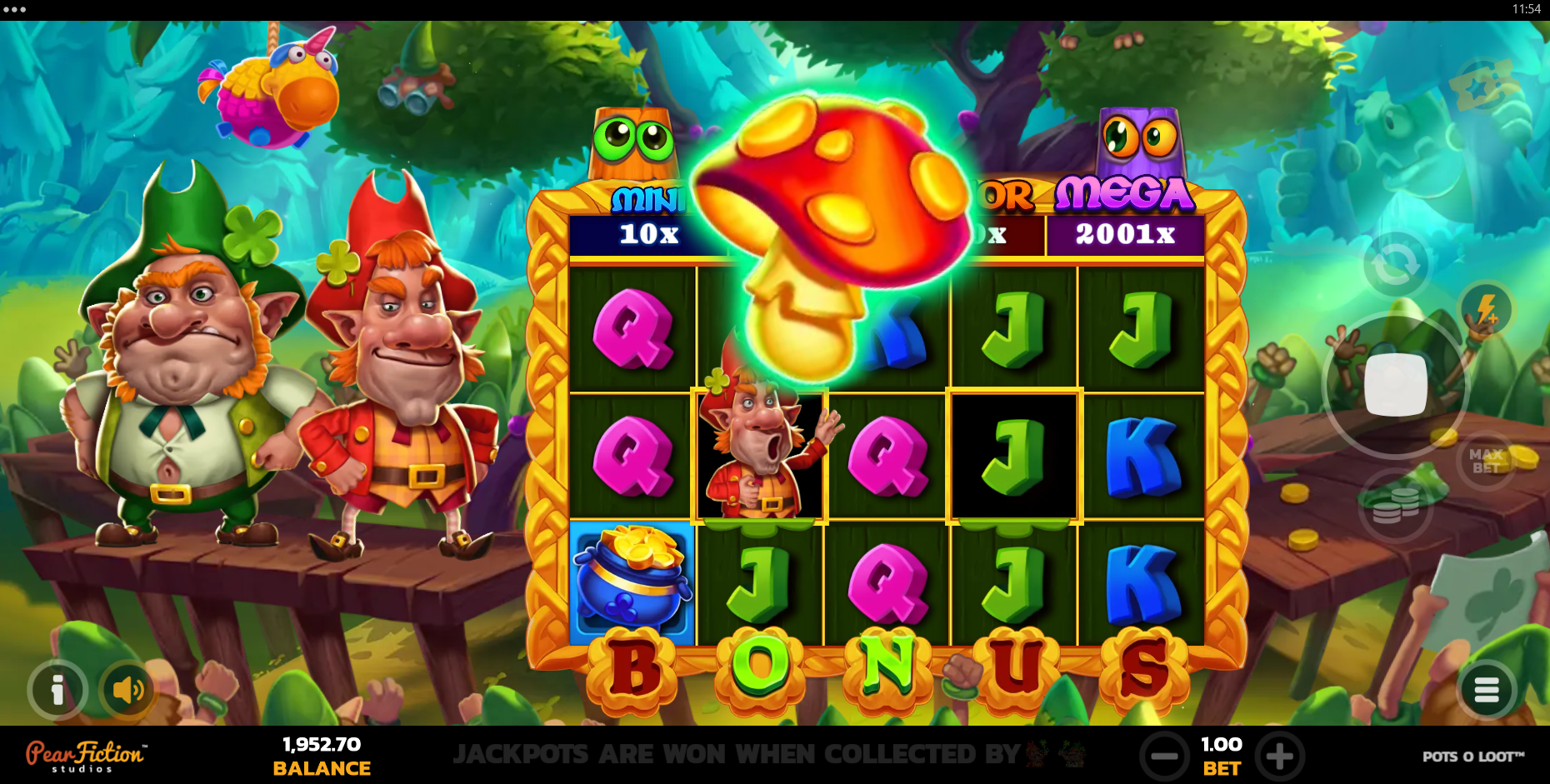 Collect Mushroom Symbols for the Chance to Trigger the Free Spins Bonus Games