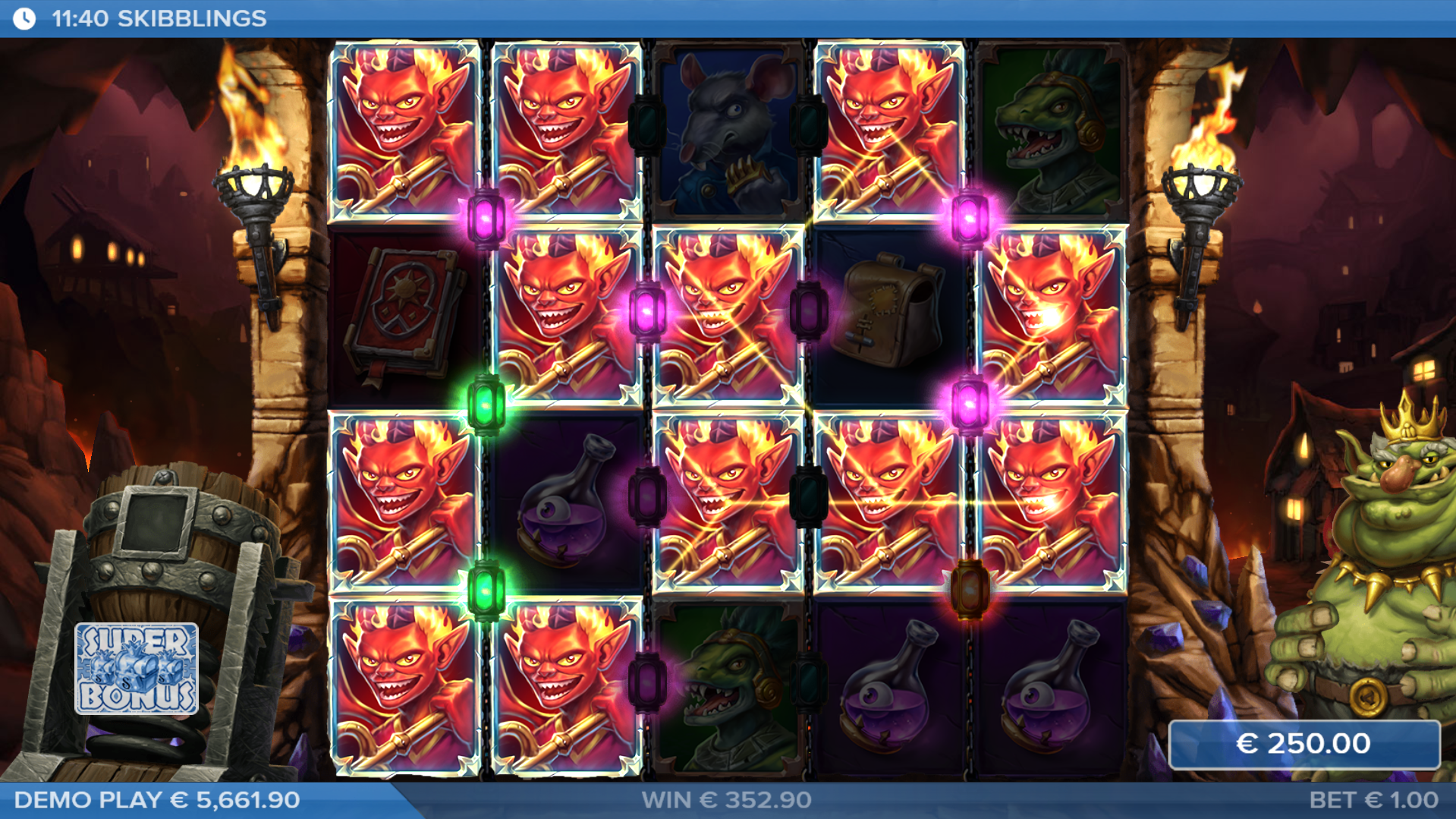 Trigger the Super Bonus Game for a Guaranteed Skibbling Rain Feature at the Start of Every Spin