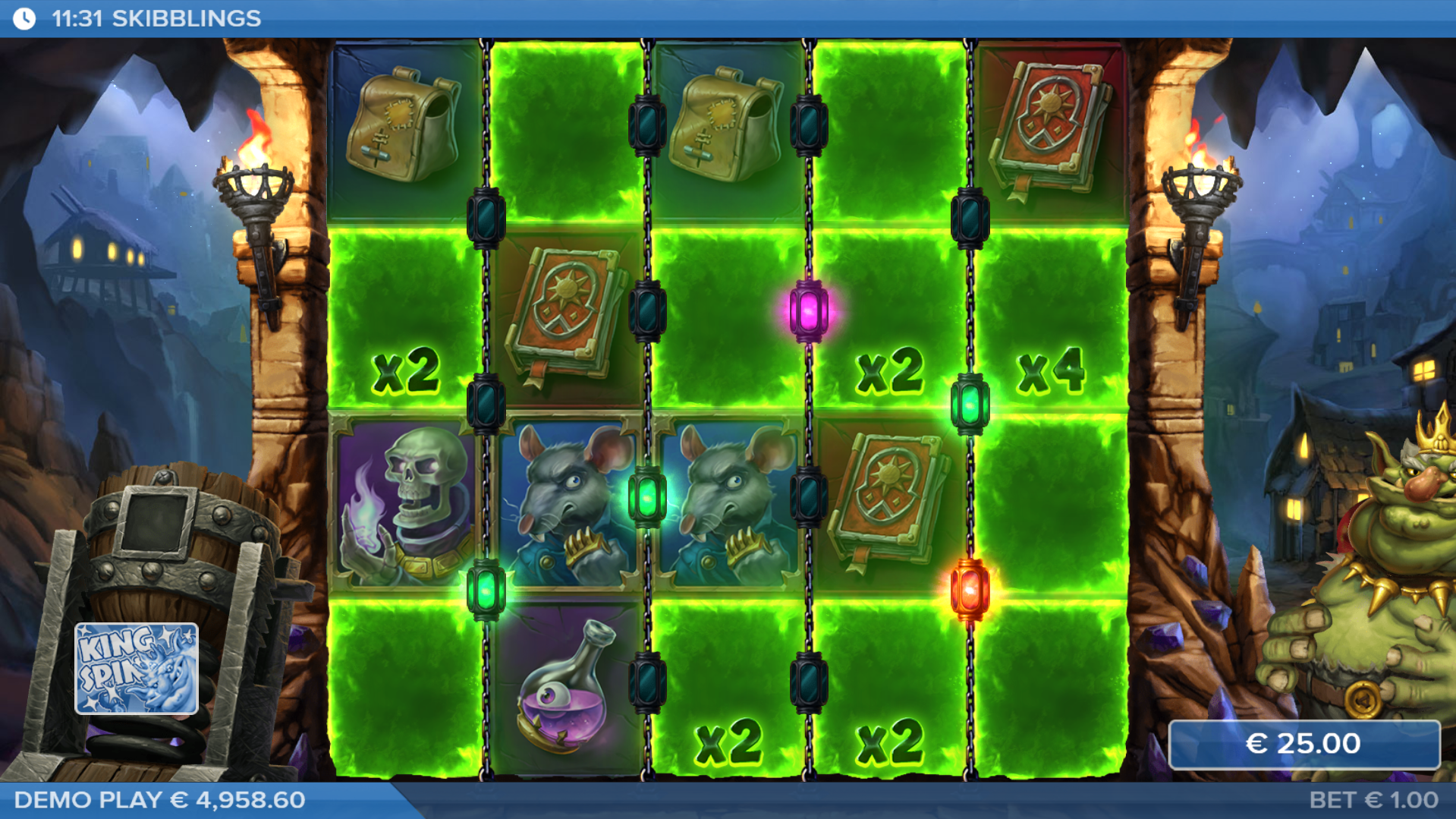 When the Skibbling King Triggers, he Activates Either the Skibbling Rain or Bonus Rain Features to Enhance Play