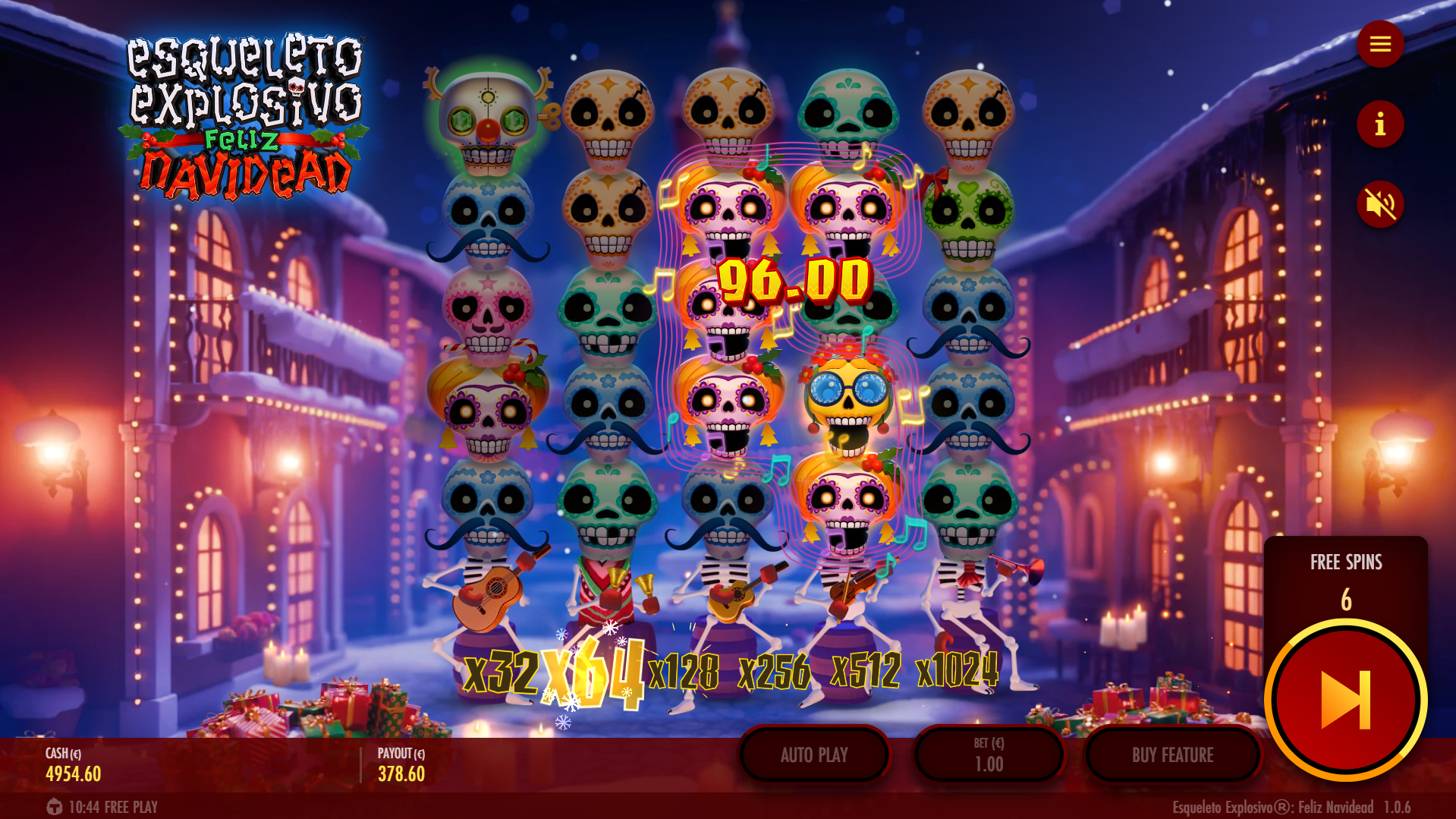 Esqueleto Explosivo Feliz Navidead Free Spins Bonus Play