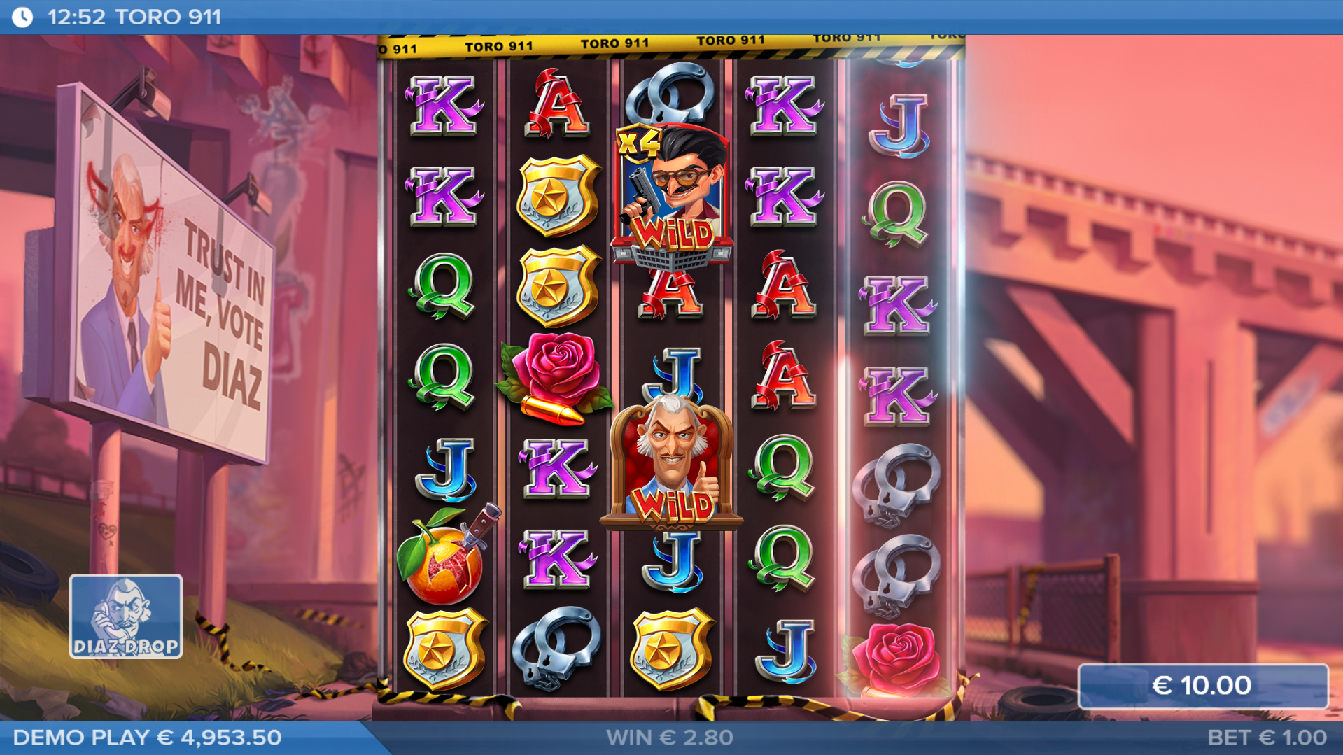 Landing Diaz sees Multiple Matador Symbols Spawn onto the Reels, with each Respin Increasing Symbol Multipliers