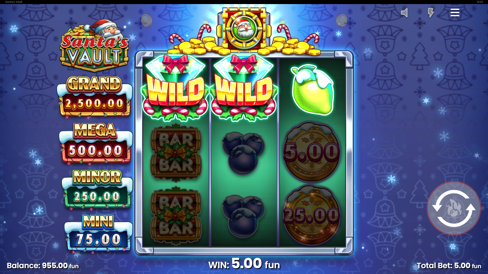 Santa's Vault Offers Players 5 Fixed Paylines