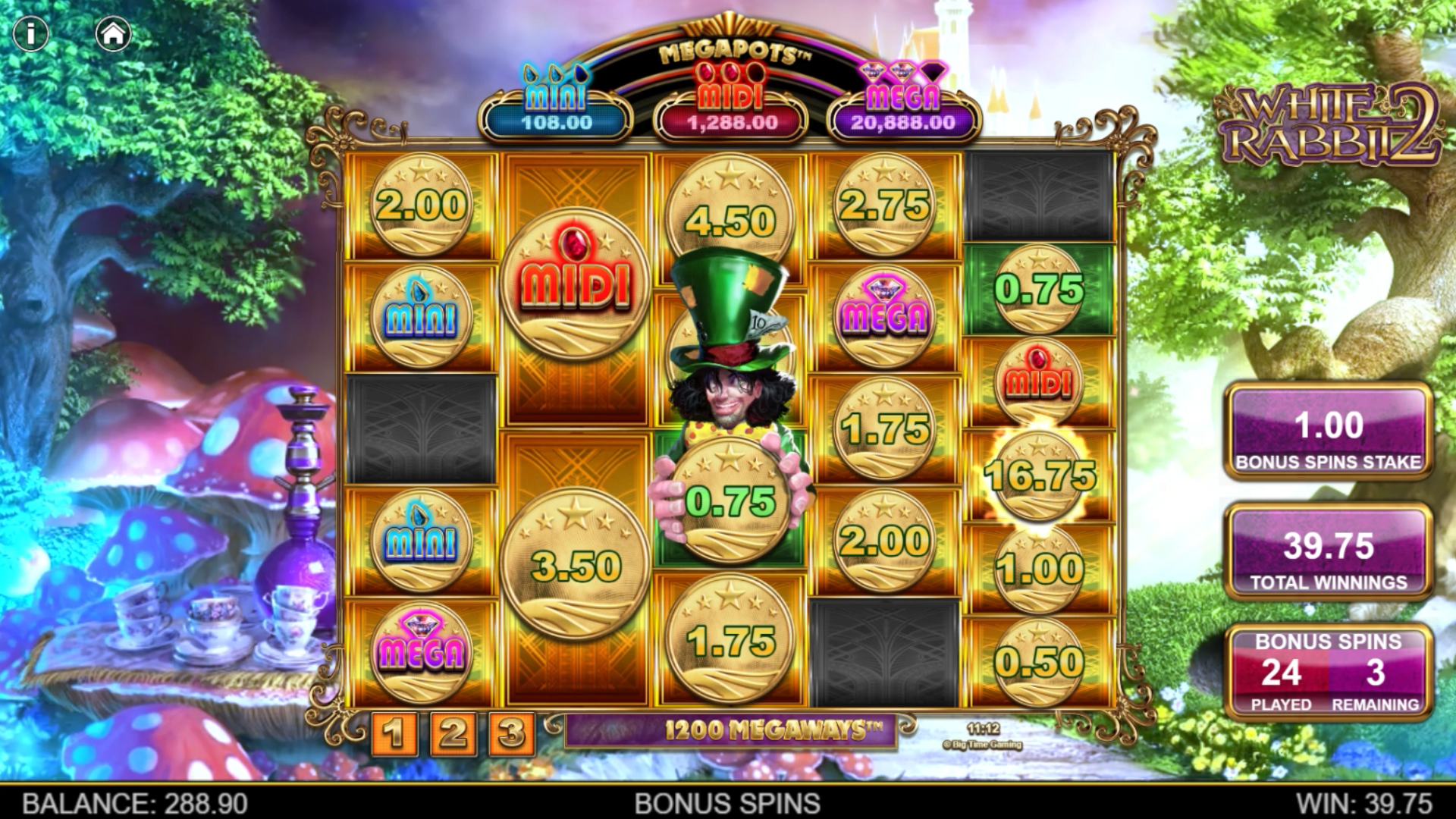 Land Character Symbols During the Hold & Spin Round for Additional Enhancements