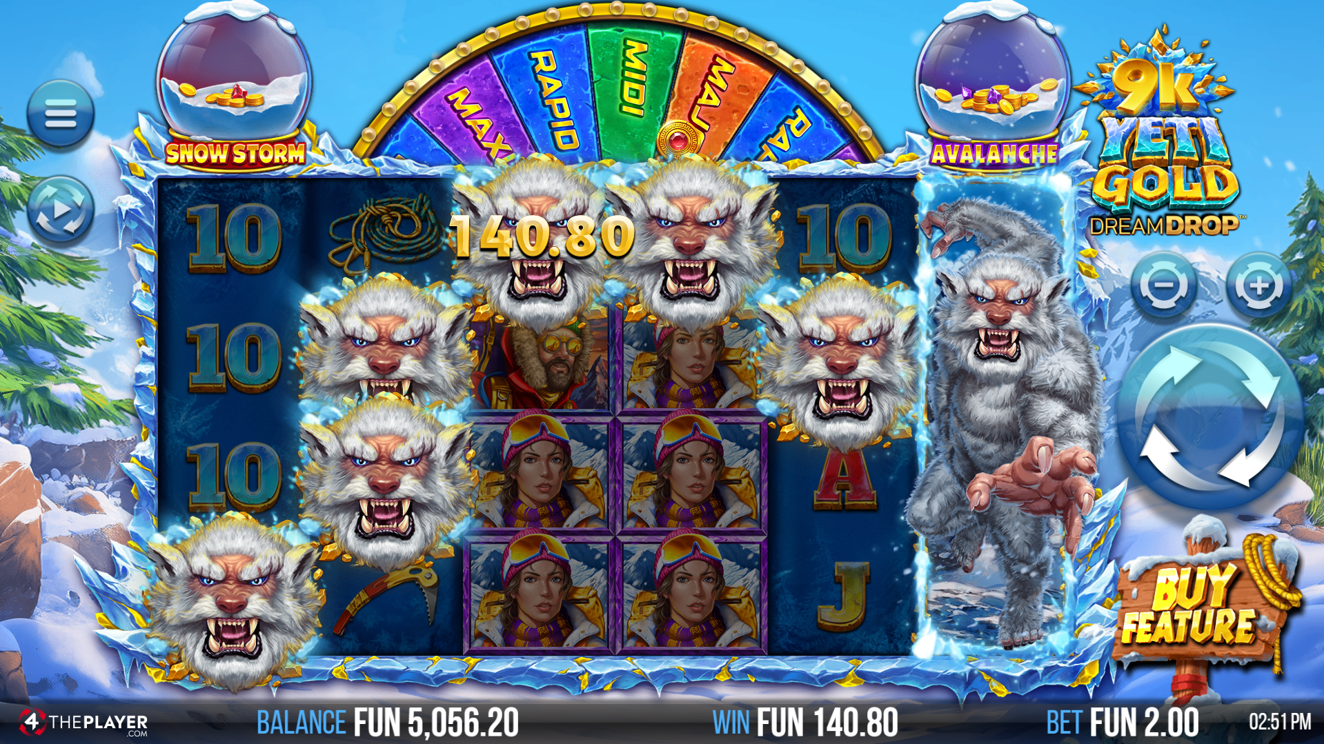 Trigger the Avalanche Feature for Fully Stacked Yeti Symbols and a Guaranteed Win