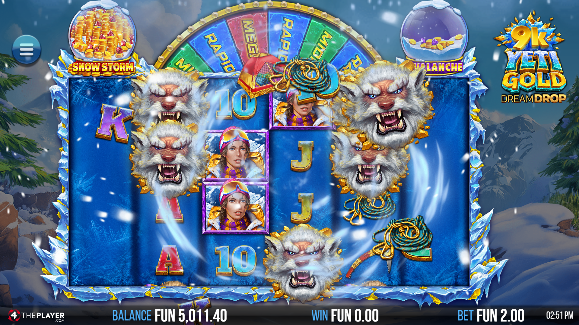 Trigger the Snow Storm Feature to Mix up Reel Symbols and Form a Yeti Win