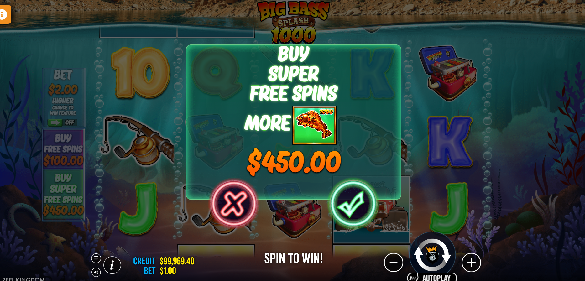 Big Bass Splash 1000 Ante Bet & Feature Buy Options