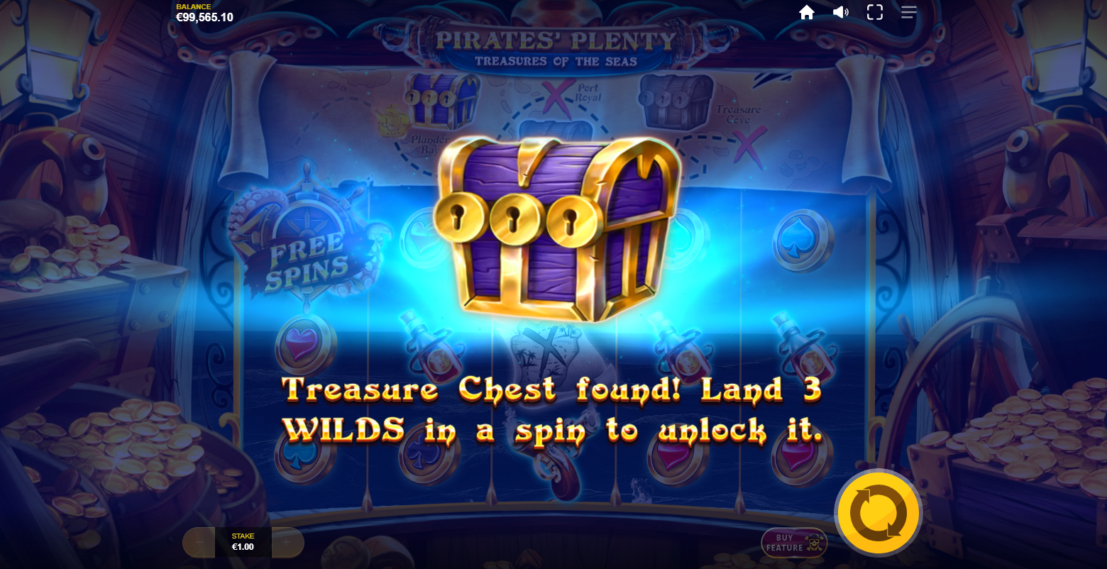 Map Symbols Push the Ship Along the Treasure Row, Unlocking Treasure Chests at Locations