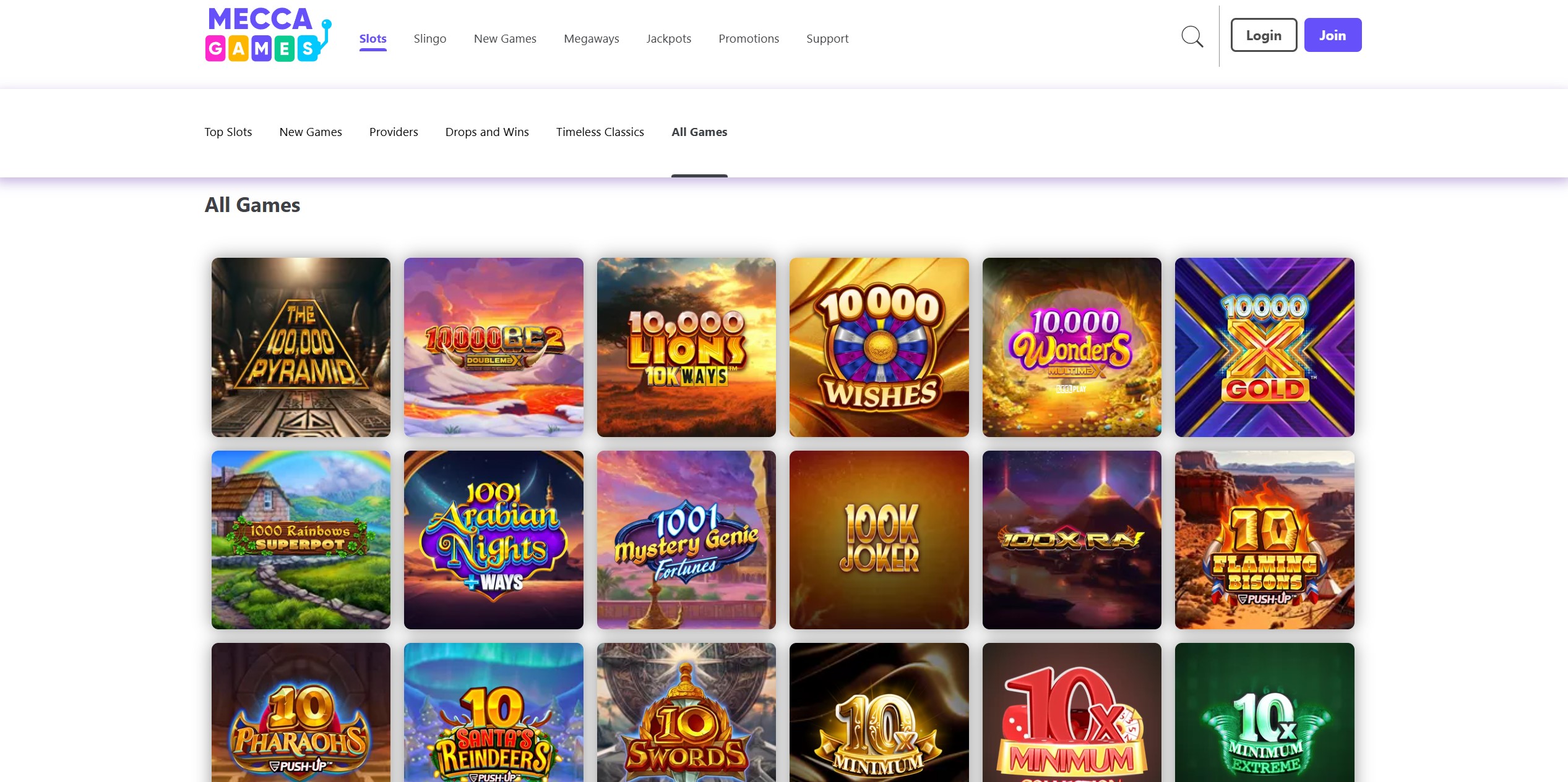 Mecca Games Slot Selection