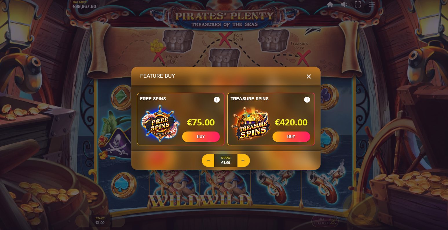 Pirates' Plenty Treasures of the Sea Bonus Buy Options