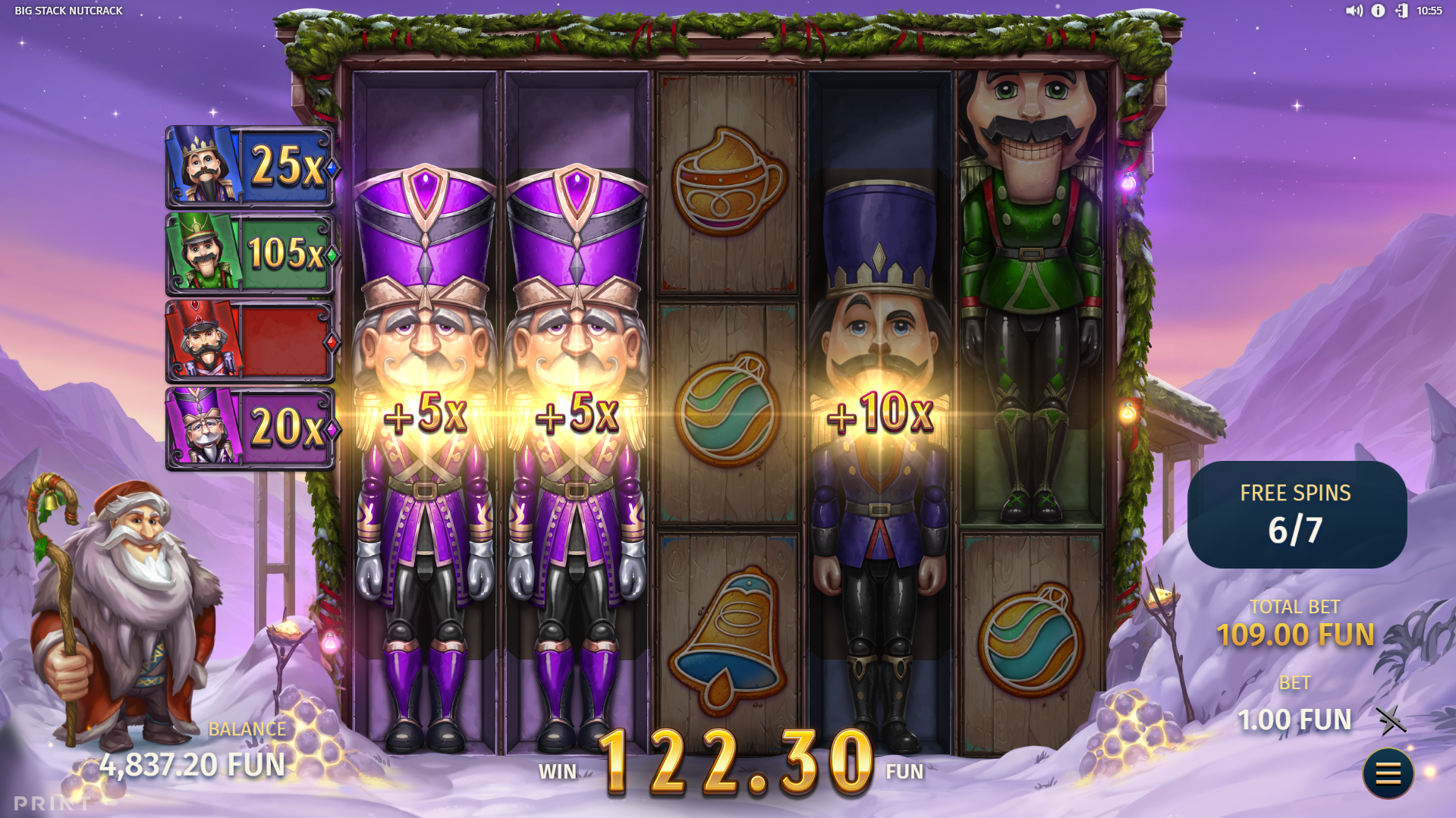 High Volatility Free Spins Awards High Multiplier Increments, with a Low Chance of Nutcrackers Falling