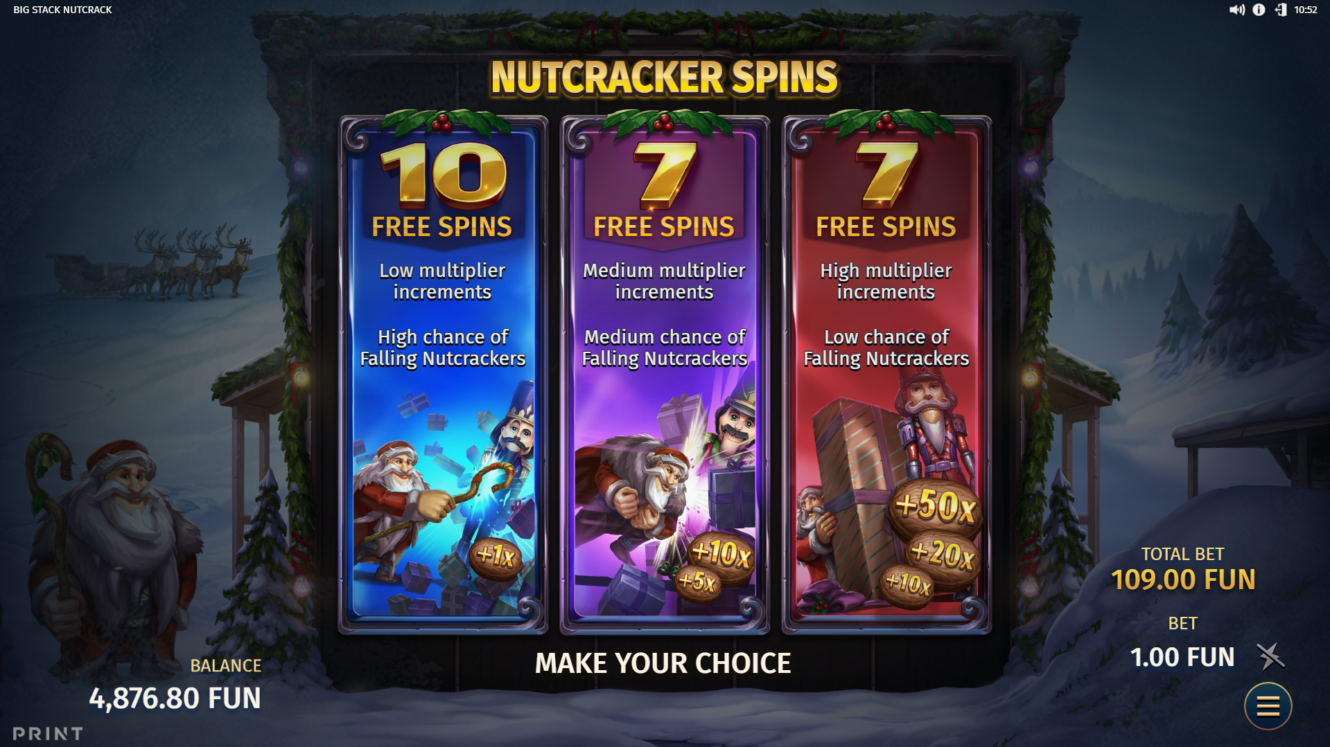Trigger the Free Spins Bonus Round for the Choice of 3 Volatility Levels