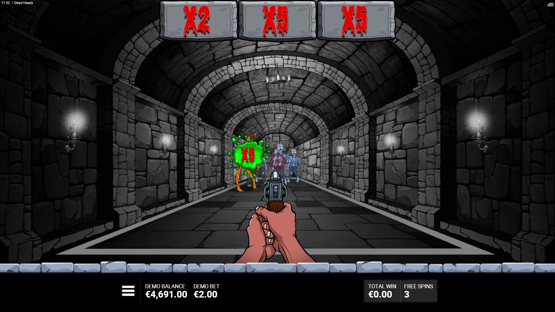 During the Bonus Game, Shooting Zombies Awards Additive and Multiplicative Multiplier Rewards