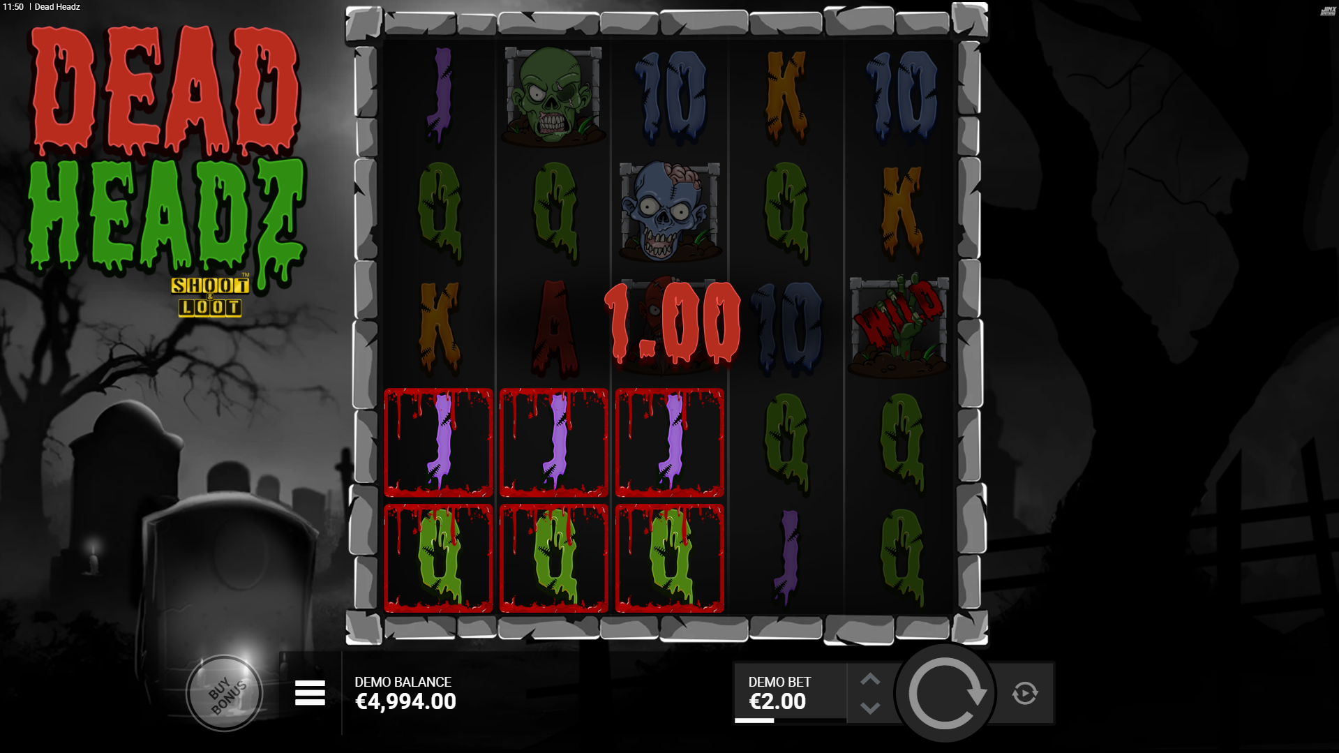 Dead Headz Offers Players 19 Fixed Paylines