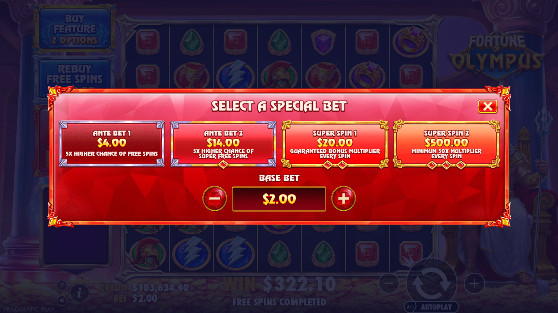 Enhance Play Further by Taking Advantage of 4 Special Bet Features and 2 Bonus Buy Options.