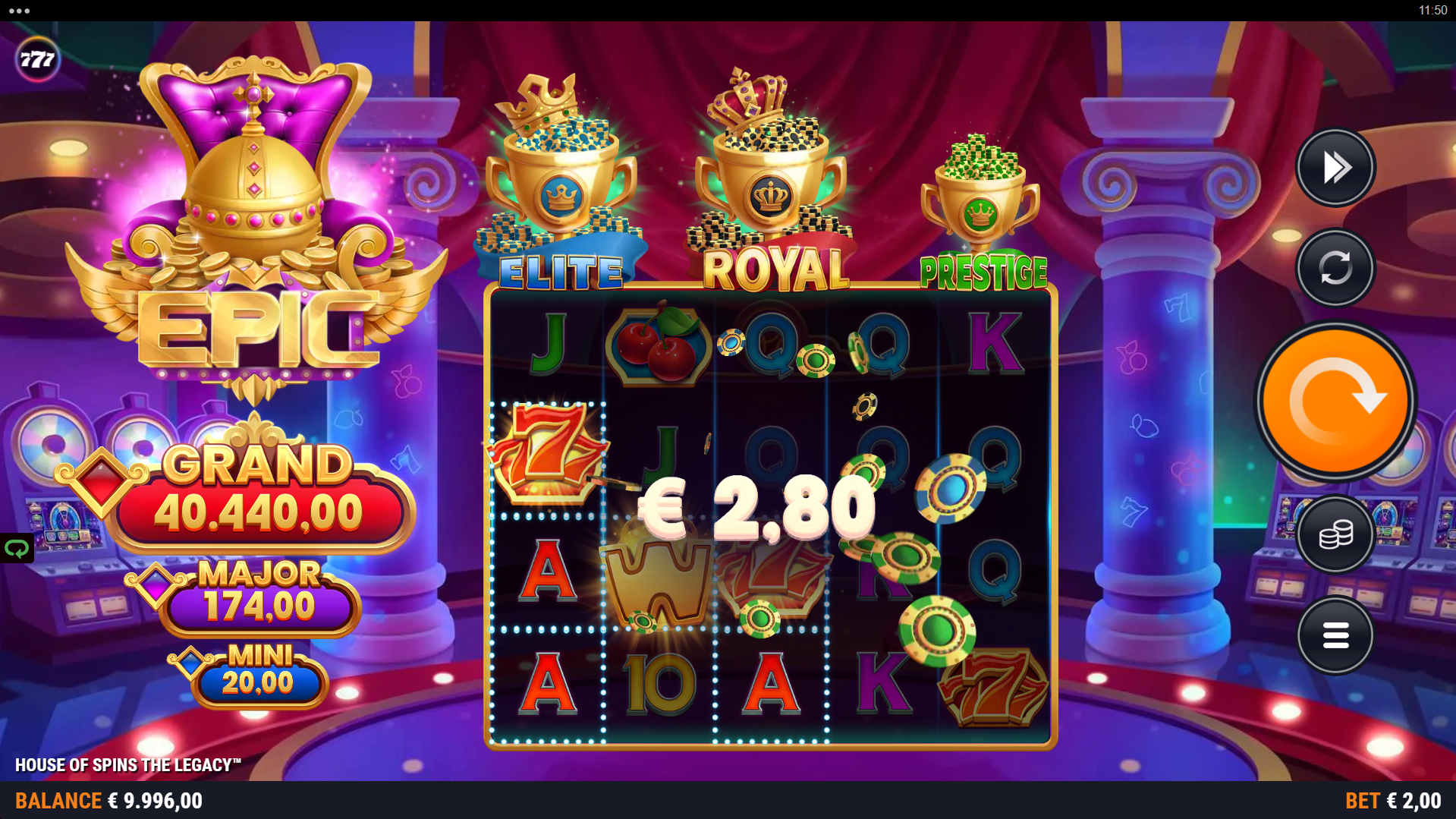 House of Spins the Legacy Offers Players 40 Fixed Paylines