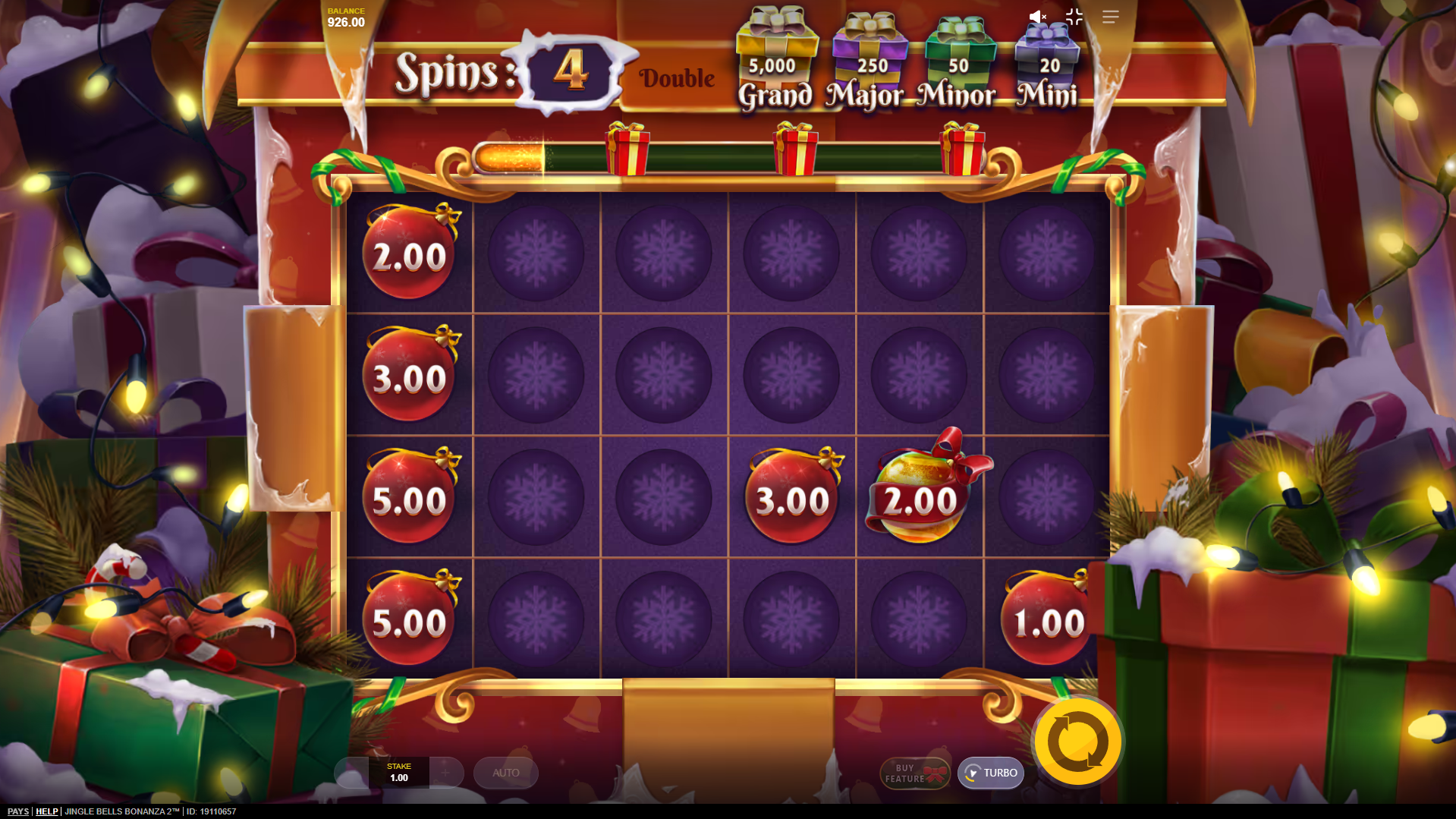 Trigger the Christmas Spins and Begin by Landing Bauble Symbols and Prize Present Symbols for Instant Prize Awards