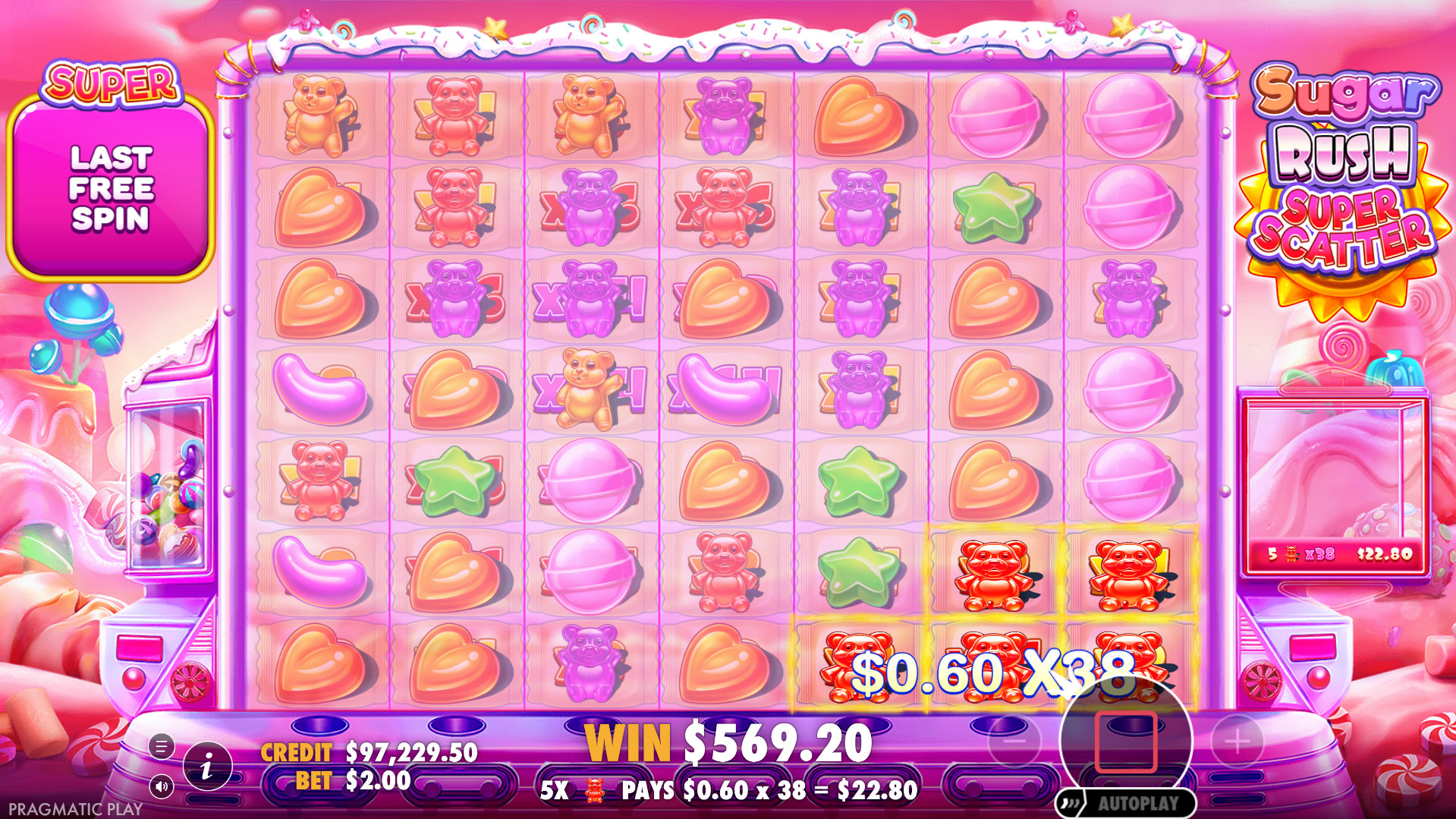 Sugar Rush Super Scatter Free Spins Bonus Play