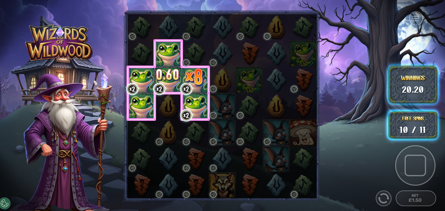 Wizards of Wild Wood Free Spins Bonus Play