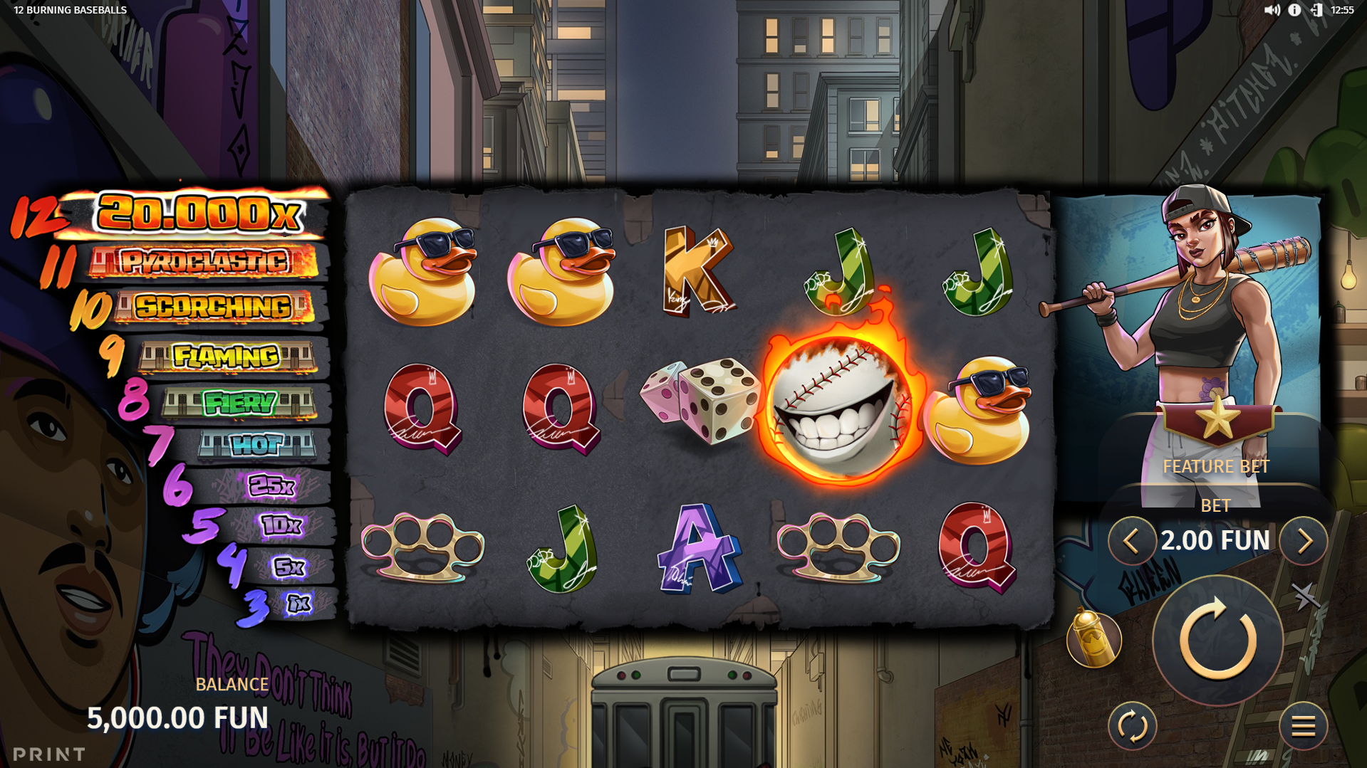 12 Burning Baseballs Base Game Play