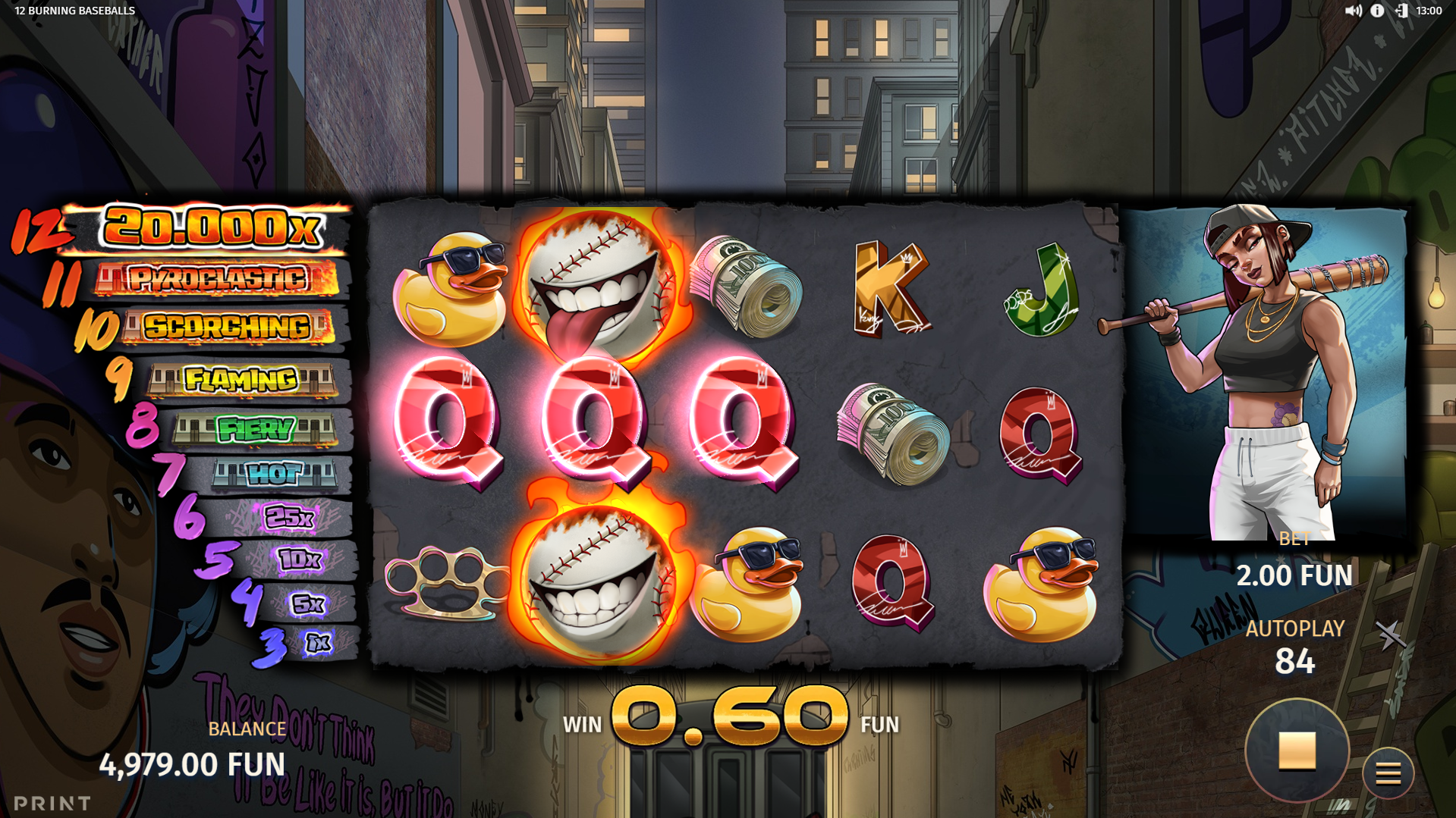 12 Burning Baseballs Offers Players 10 Fixed Paylines