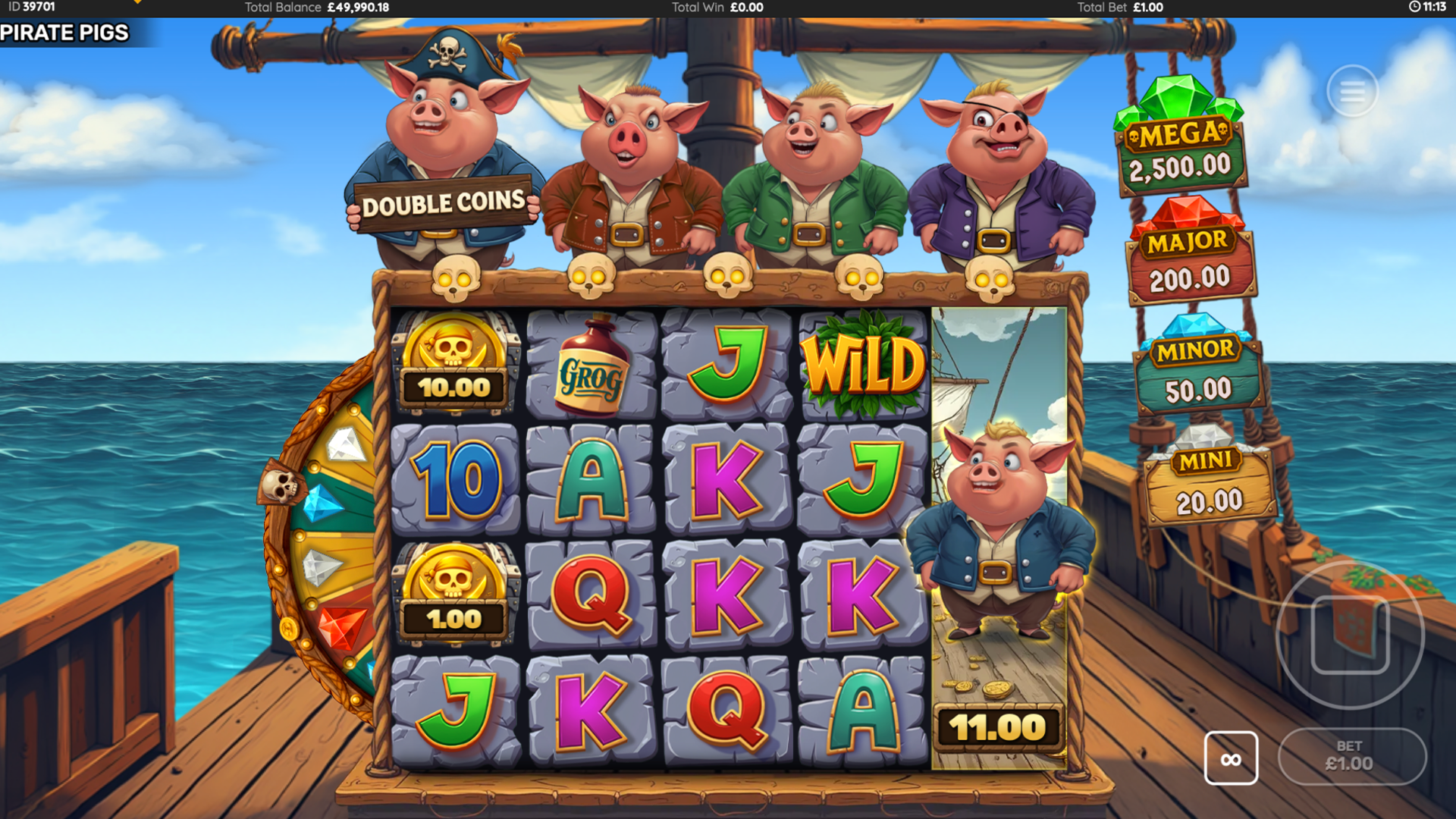 Land Collector Pigs Alongside Golden Coins for Instant Prize Rewards